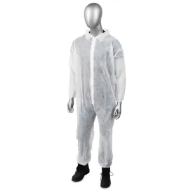 (25/Case) AmbiShield White Polypropylene Disposable Coveralls, Zipper Front, Elastic Wrists & Ankles