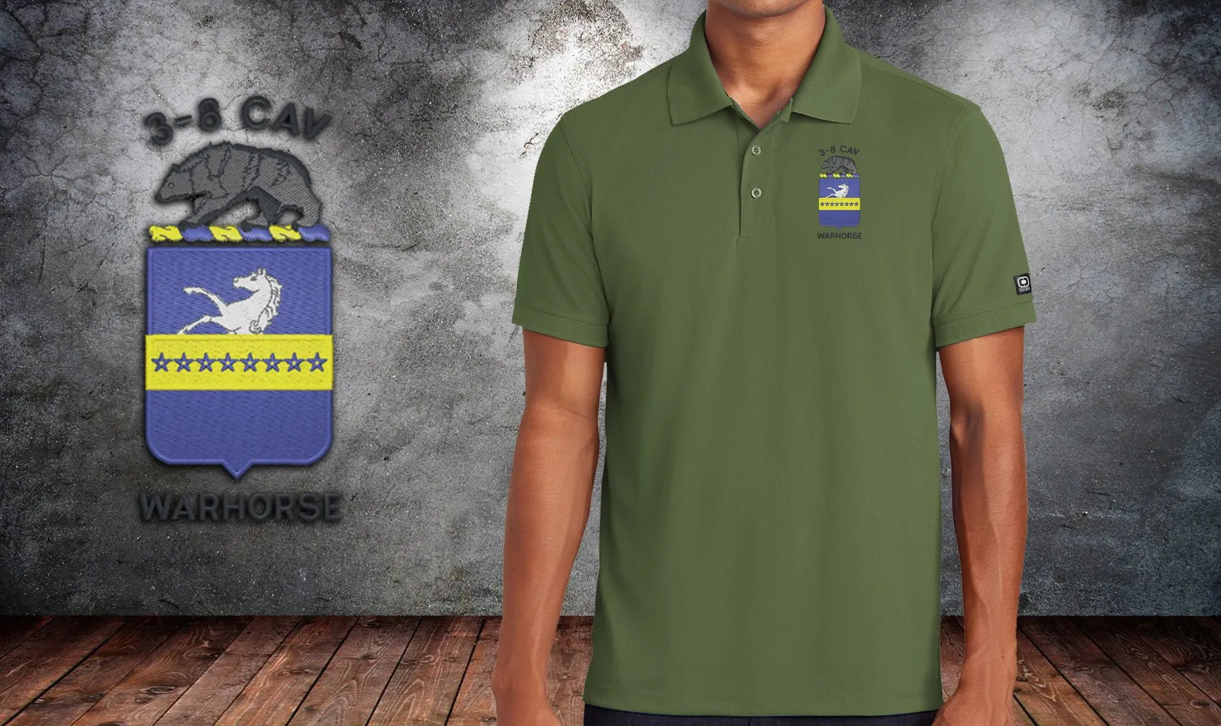 3-8 Cav Warhorse Embroidered Polo