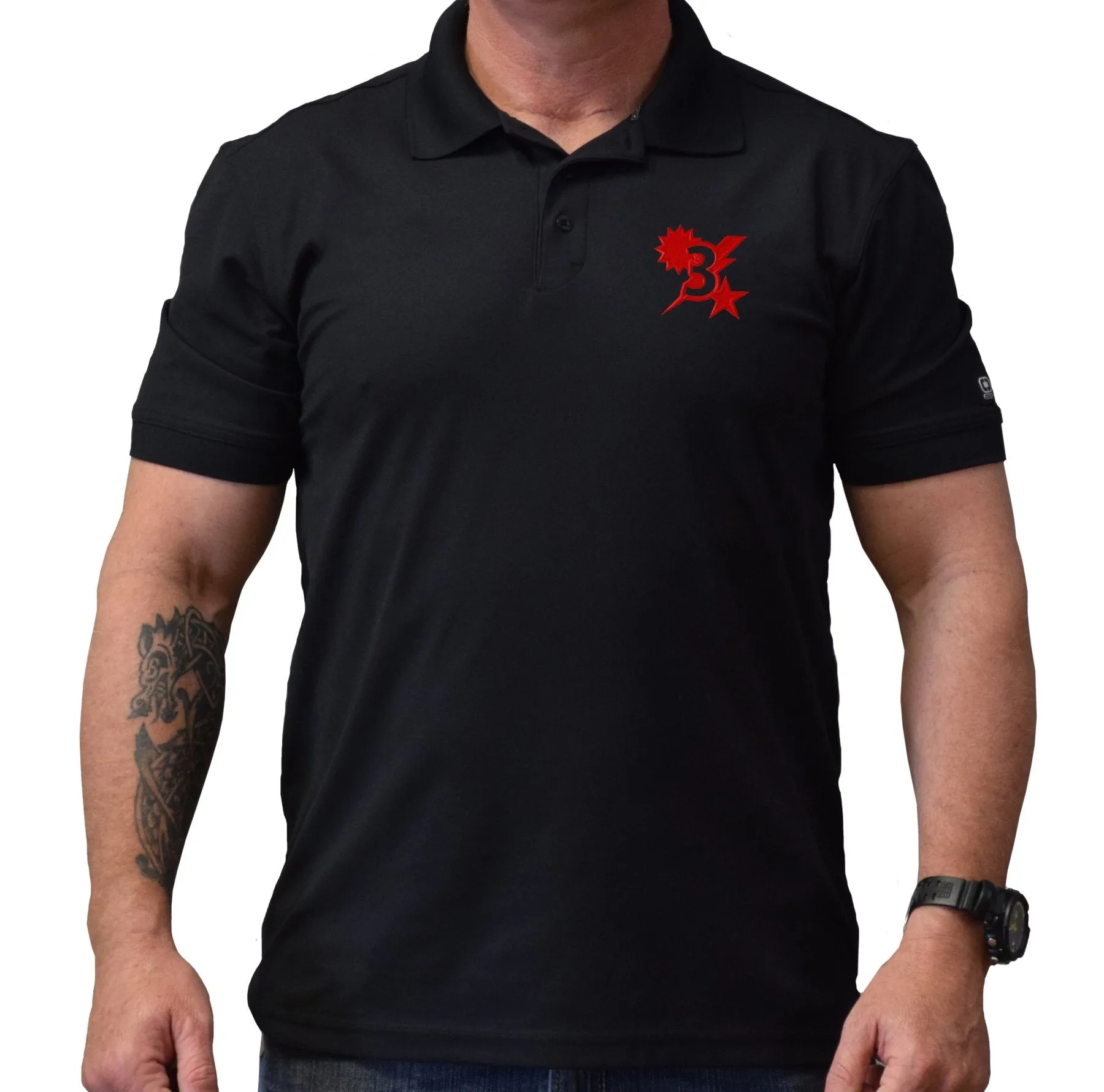 3D Batt Star Sun Bolt Polo