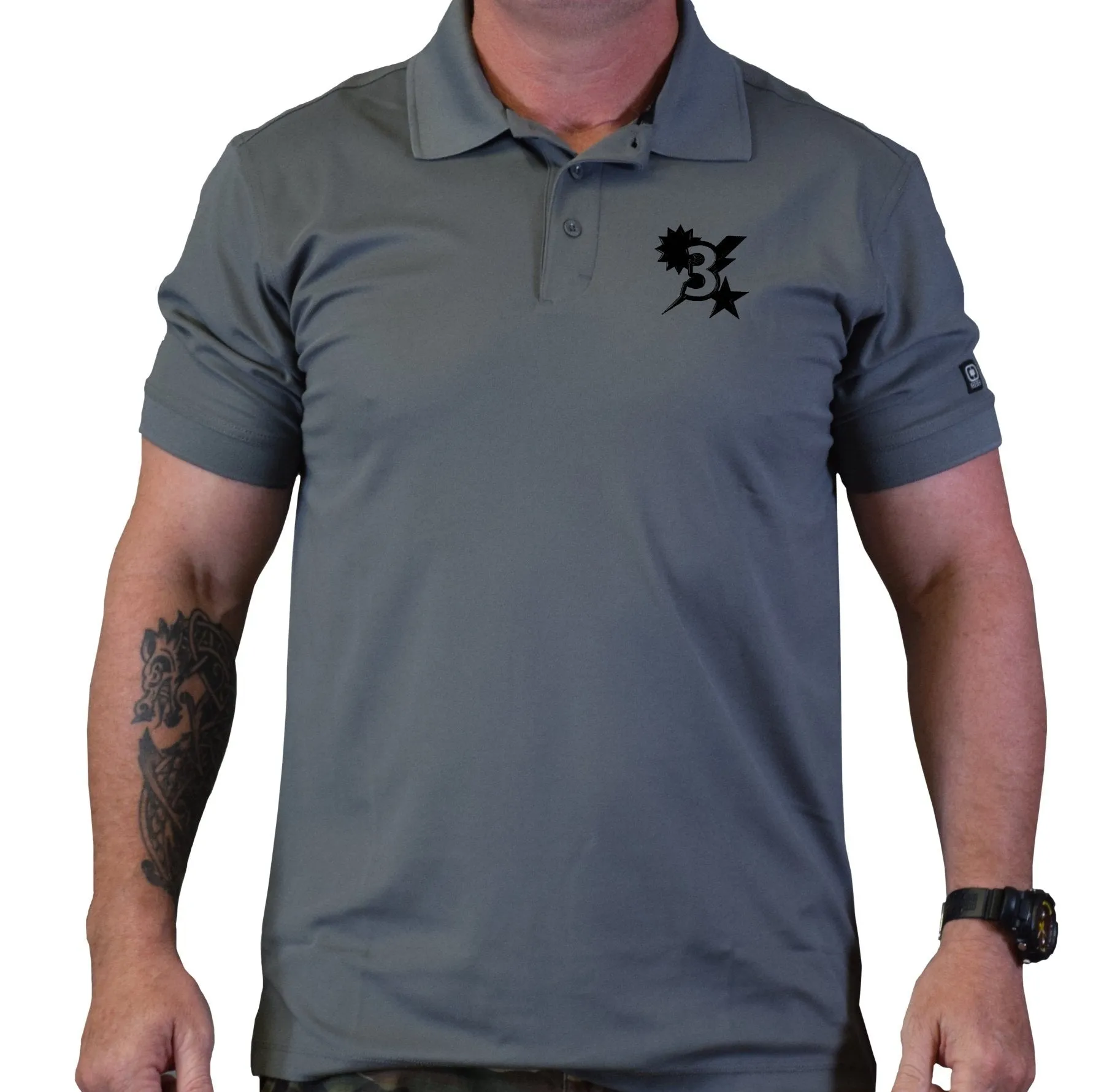 3D Batt Star Sun Bolt Polo