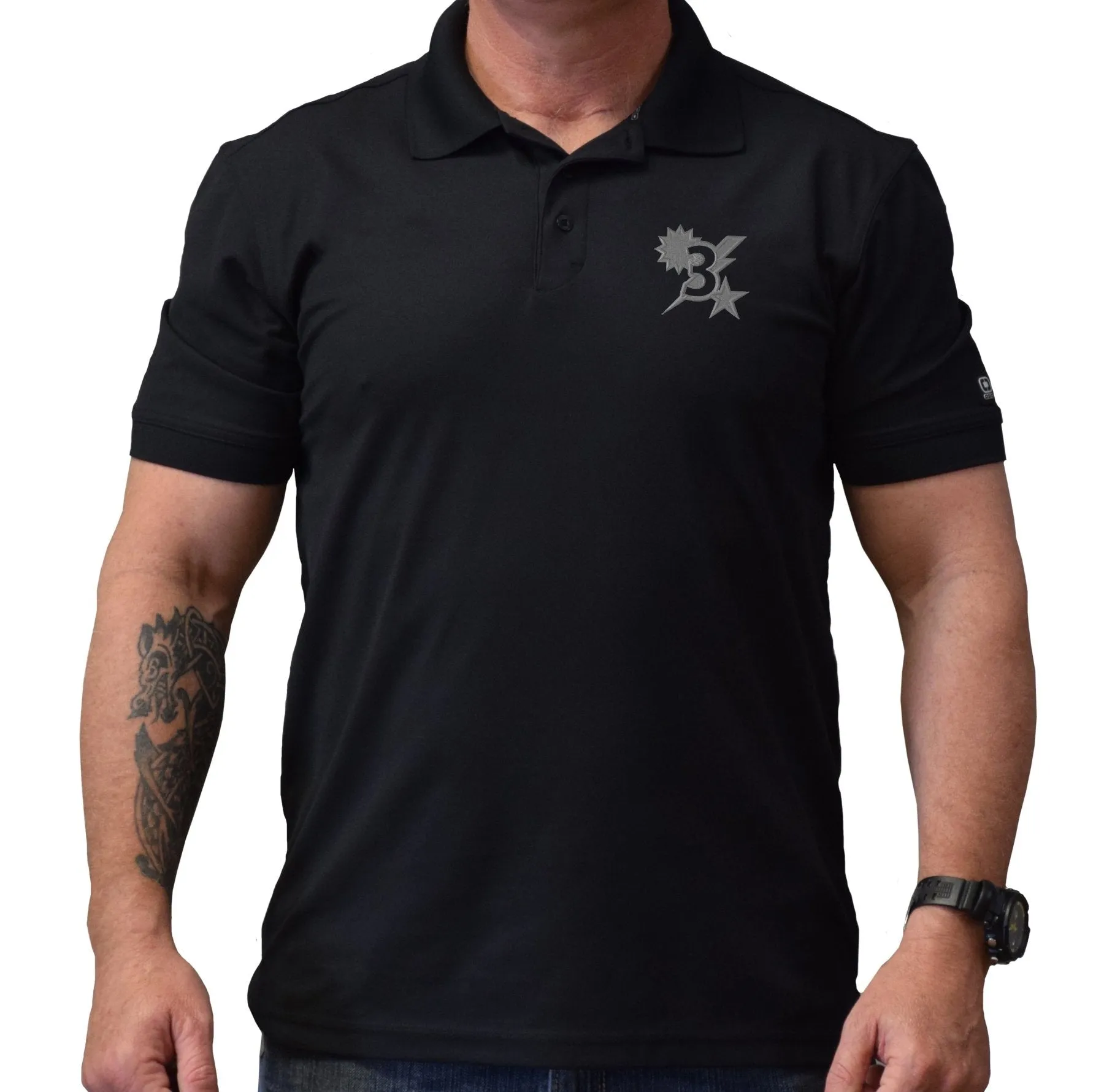 3D Batt Star Sun Bolt Polo