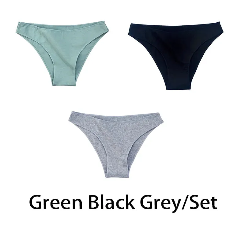 3PCS/Set Women Sexy Cotton Comfort Panties Low Waist Underwear Female Underpants Soft Girl Briefs Intimates