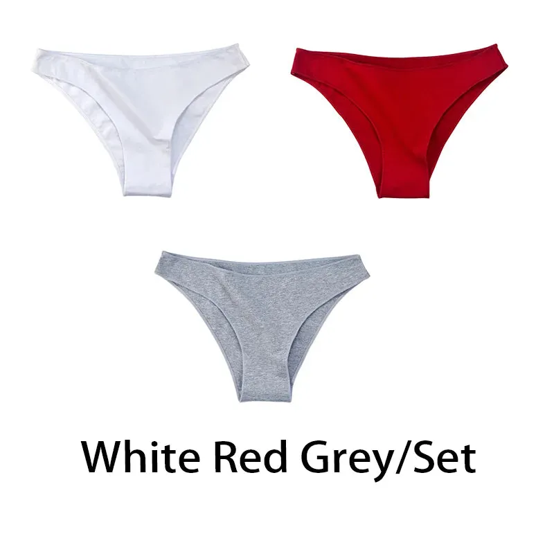 3PCS/Set Women Sexy Cotton Comfort Panties Low Waist Underwear Female Underpants Soft Girl Briefs Intimates