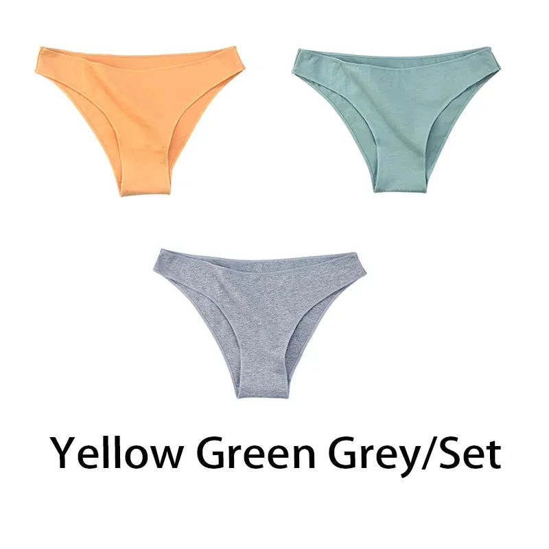 3PCS/Set Women Sexy Cotton Comfort Panties Low Waist Underwear Female Underpants Soft Girl Briefs Intimates