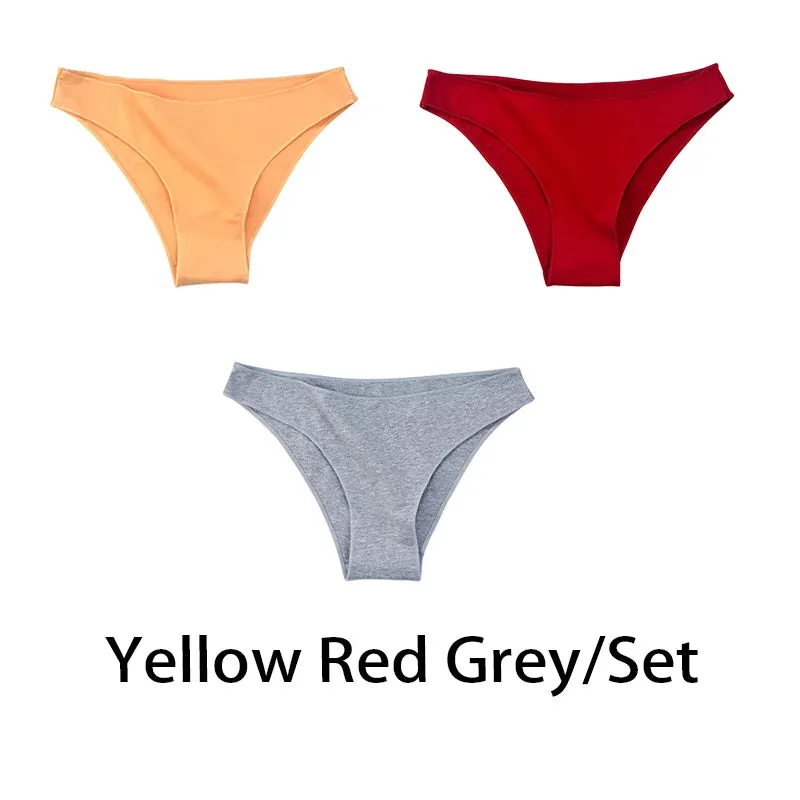 3PCS/Set Women Sexy Cotton Comfort Panties Low Waist Underwear Female Underpants Soft Girl Briefs Intimates