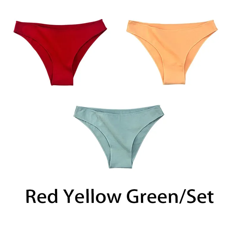 3PCS/Set Women Sexy Cotton Comfort Panties Low Waist Underwear Female Underpants Soft Girl Briefs Intimates