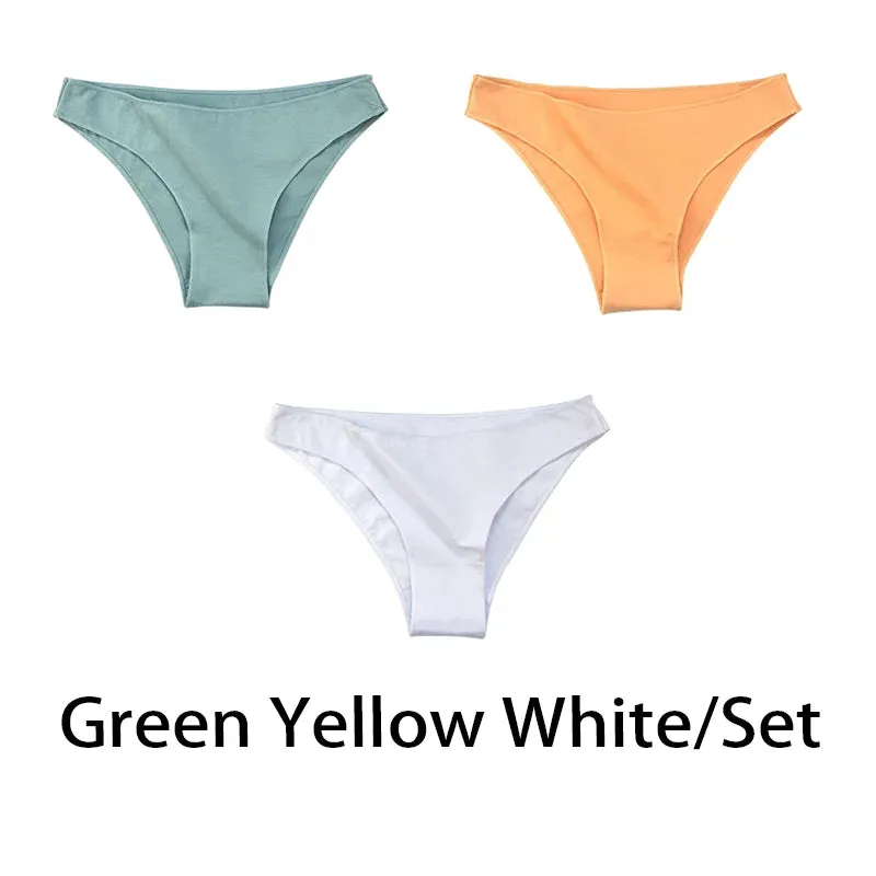 3PCS/Set Women Sexy Cotton Comfort Panties Low Waist Underwear Female Underpants Soft Girl Briefs Intimates