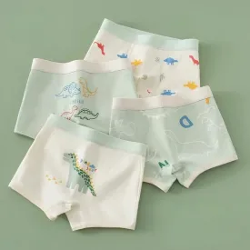 4PCS Kid Cotton Antibacterial Panties Boy Thin Soft Breathable Knickers 3 y Young Children Underwears Baby Dinosaur Print Briefs