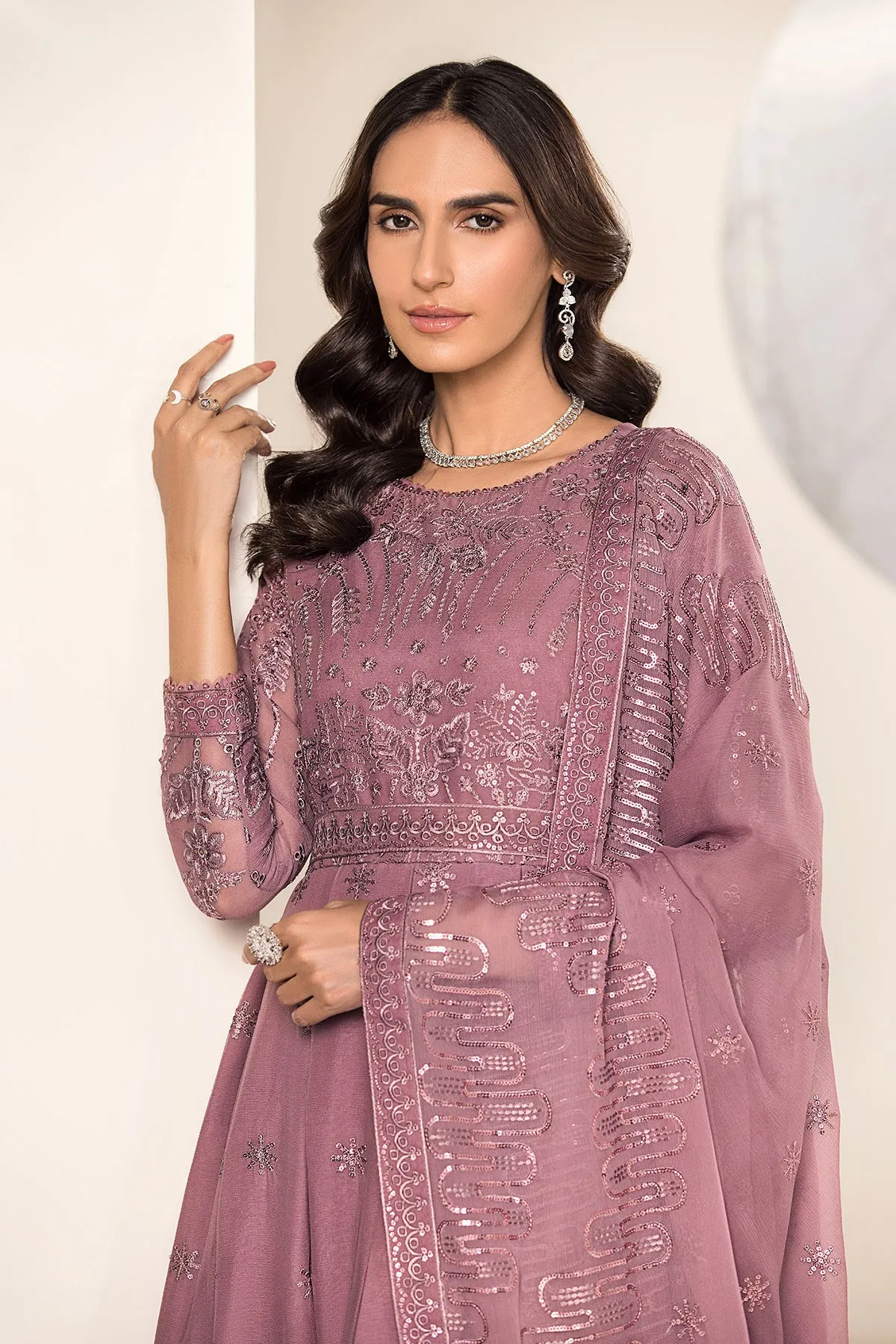 Alizeh Lamhay Festive Formal Collection – Embroidered Chiffon Pink - V15D04 - Nova