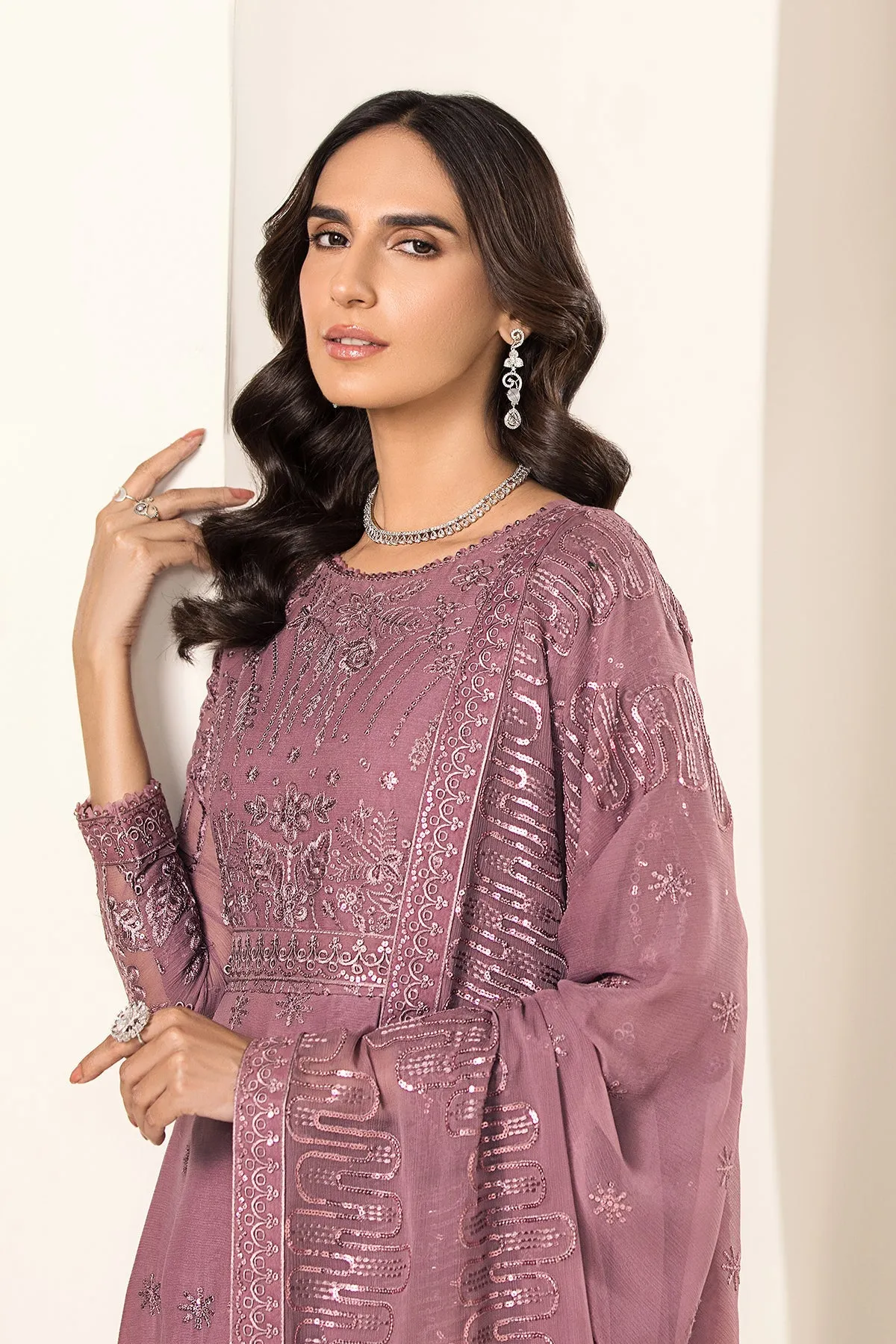 Alizeh Lamhay Festive Formal Collection – Embroidered Chiffon Pink - V15D04 - Nova