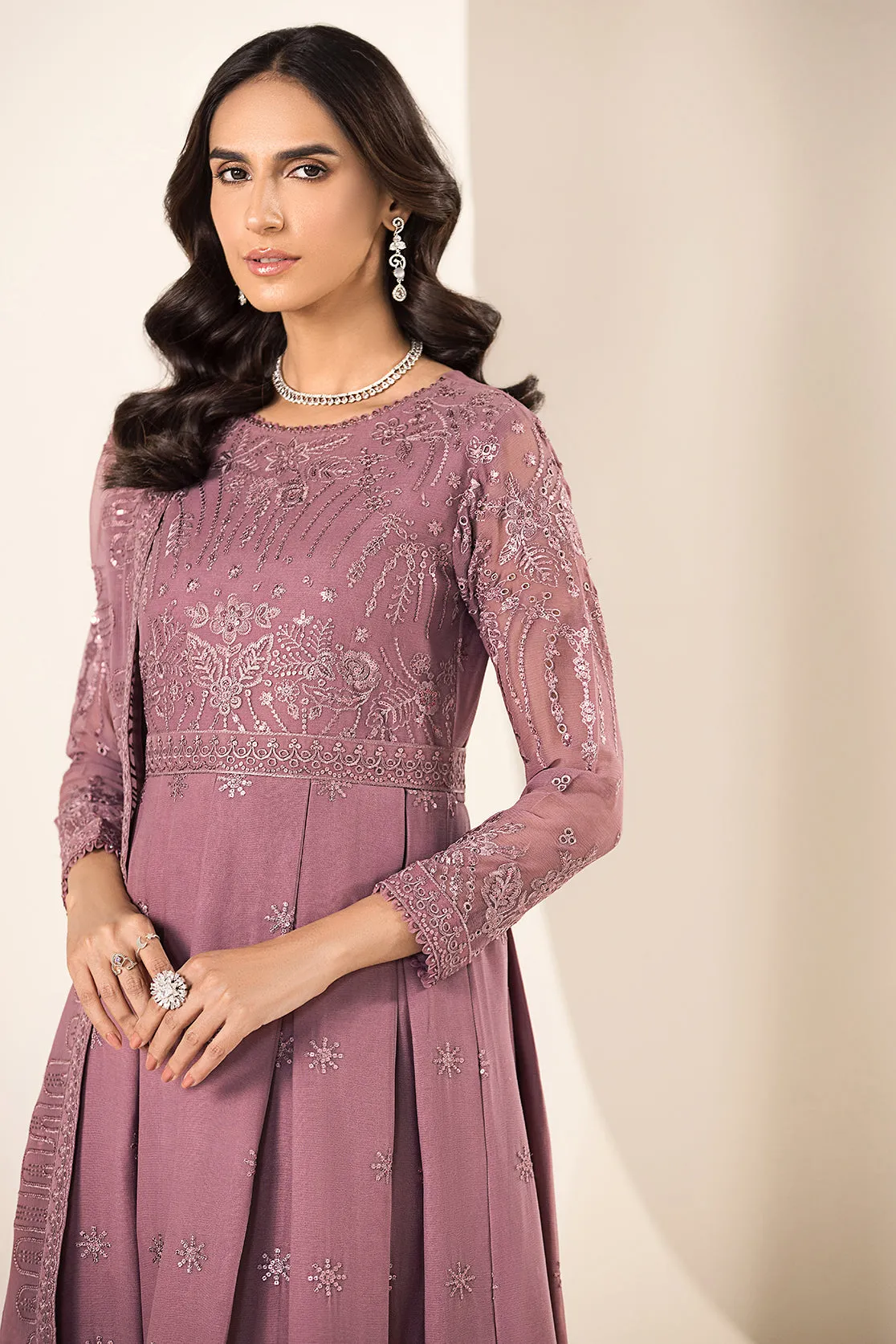 Alizeh Lamhay Festive Formal Collection – Embroidered Chiffon Pink - V15D04 - Nova