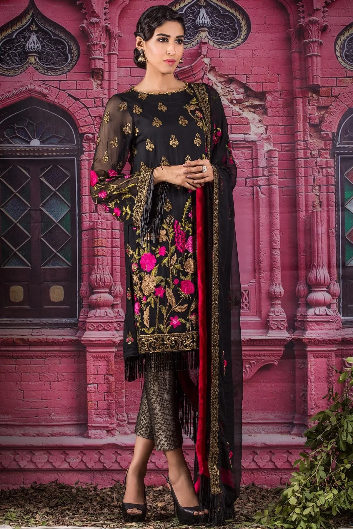 AlKaram Festive Embroidered Chiffon Collection 2018 – FC-12-18 Black