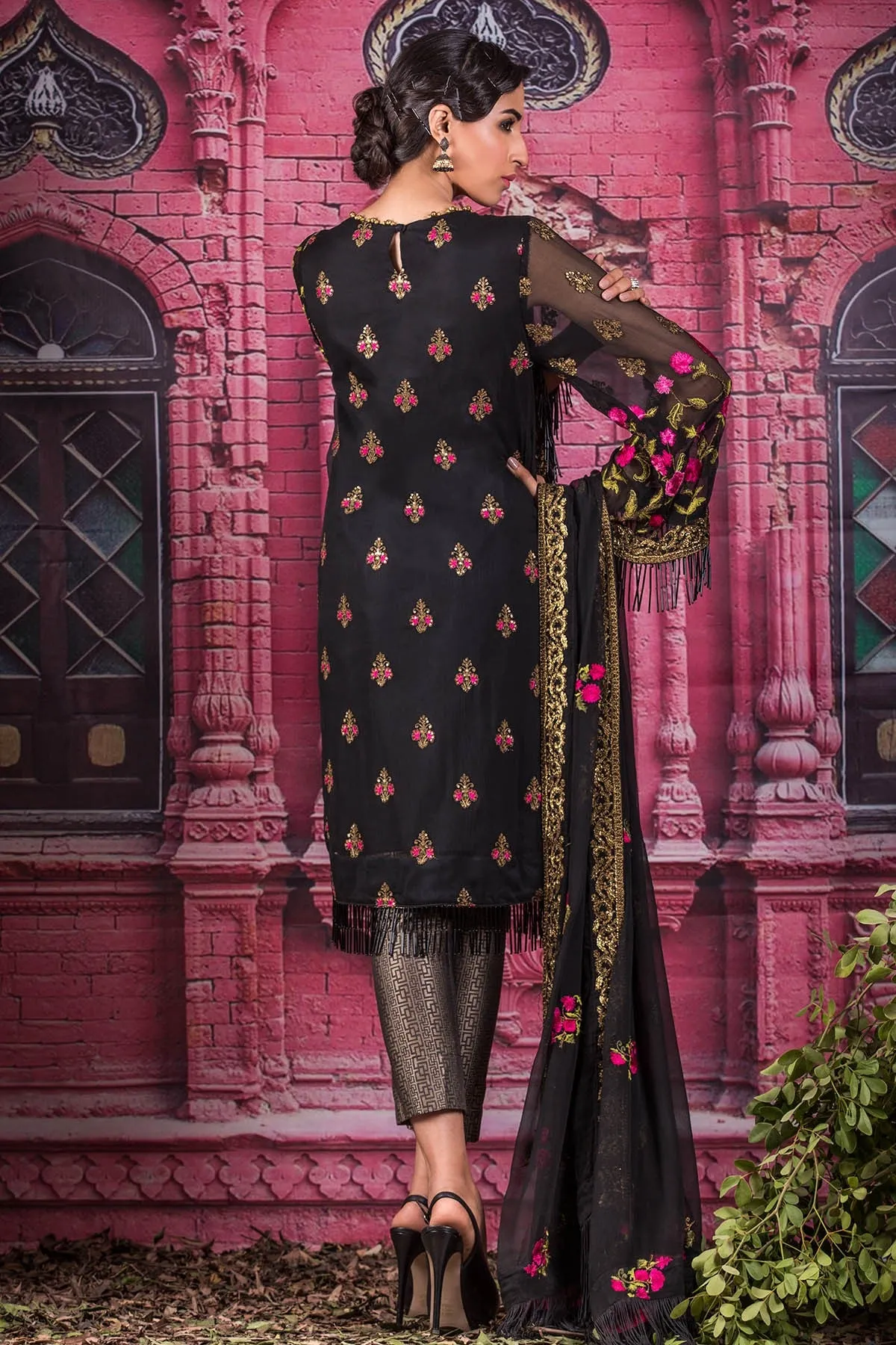 AlKaram Festive Embroidered Chiffon Collection 2018 – FC-12-18 Black