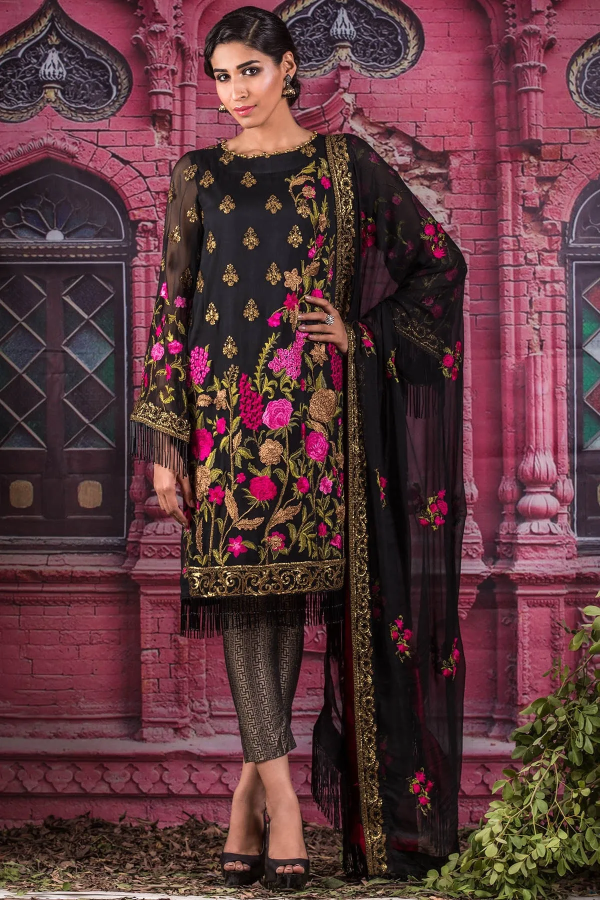 AlKaram Festive Embroidered Chiffon Collection 2018 – FC-12-18 Black