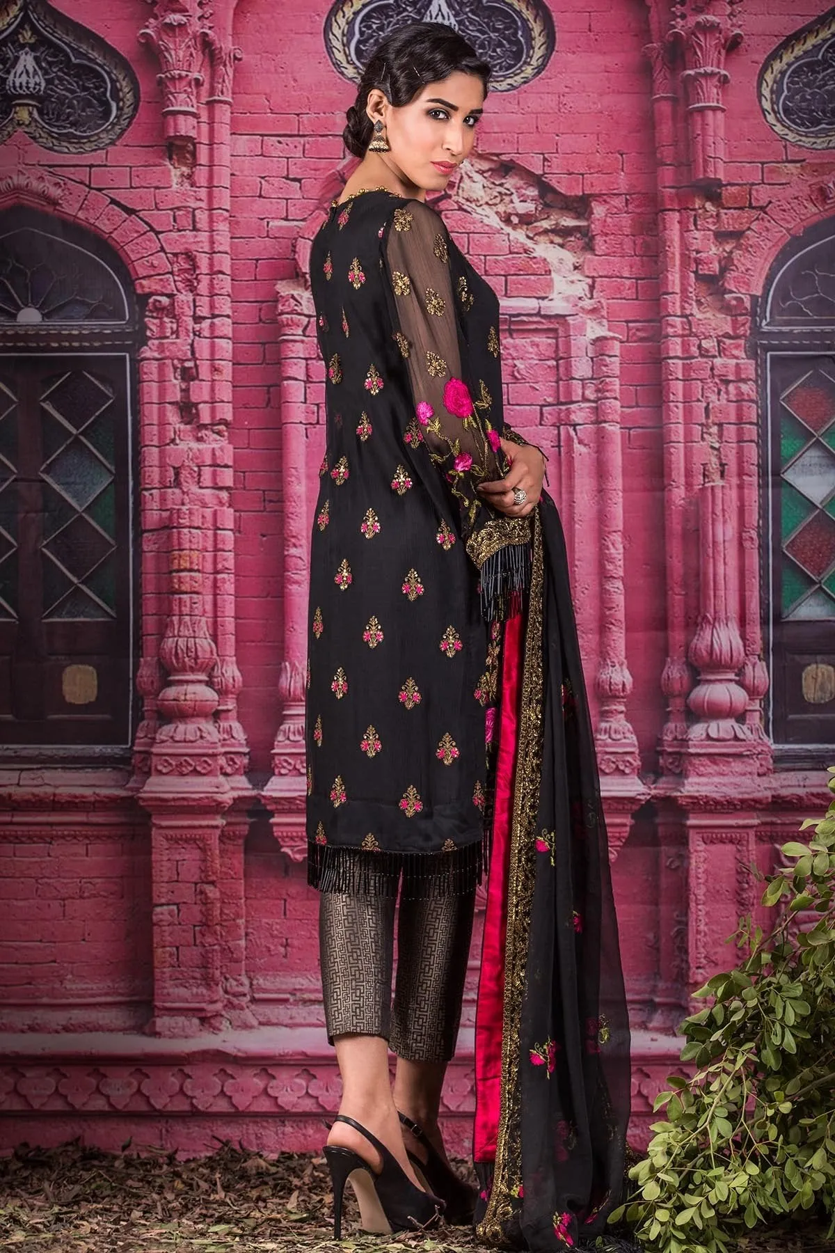 AlKaram Festive Embroidered Chiffon Collection 2018 – FC-12-18 Black