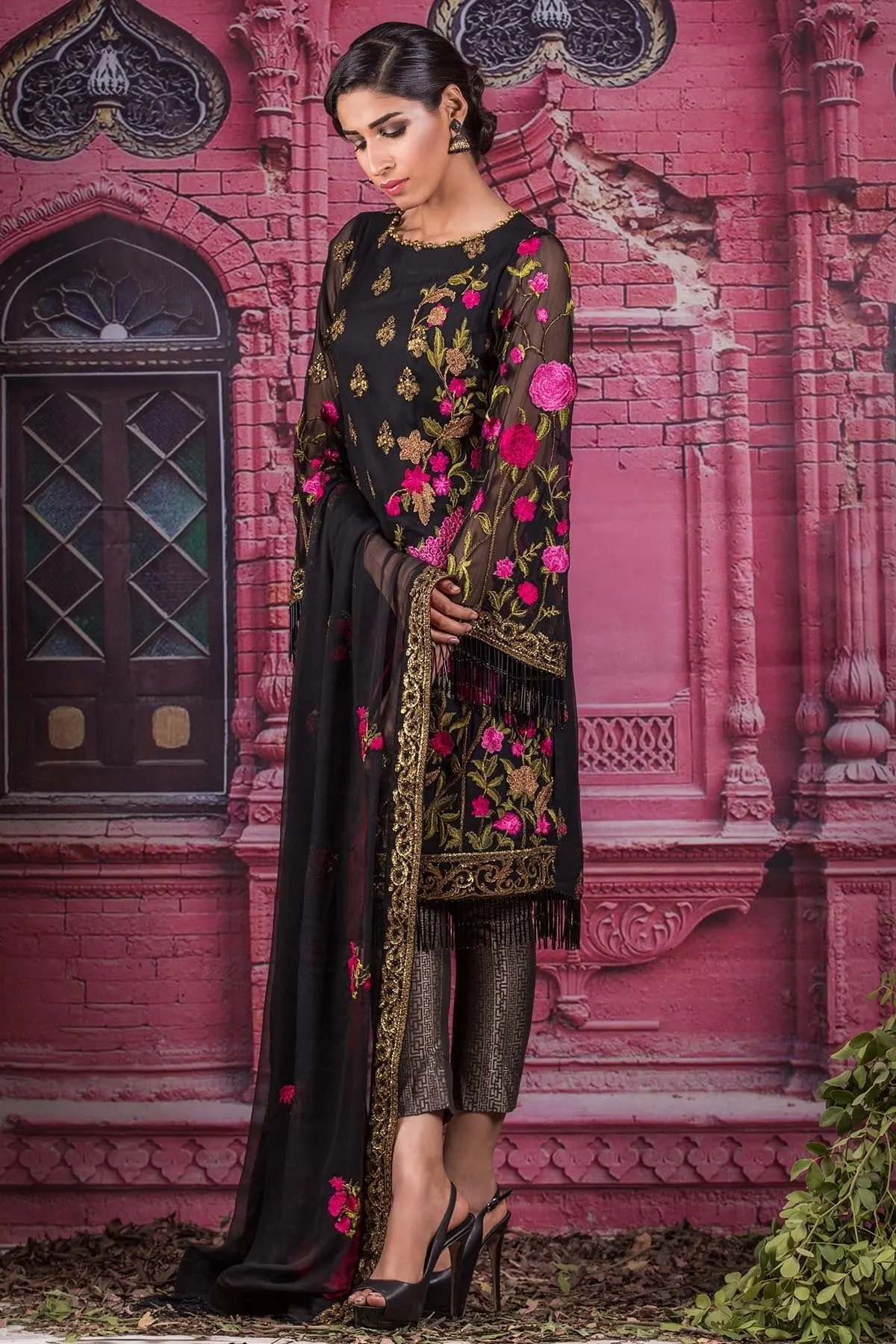 AlKaram Festive Embroidered Chiffon Collection 2018 – FC-12-18 Black