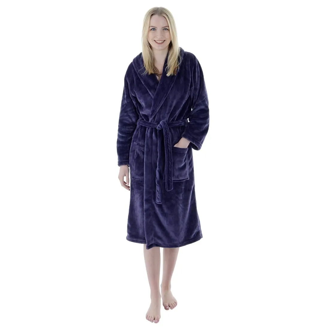 Autumn Faith Womens Deluxe Plush Robe With Pockets And Belt