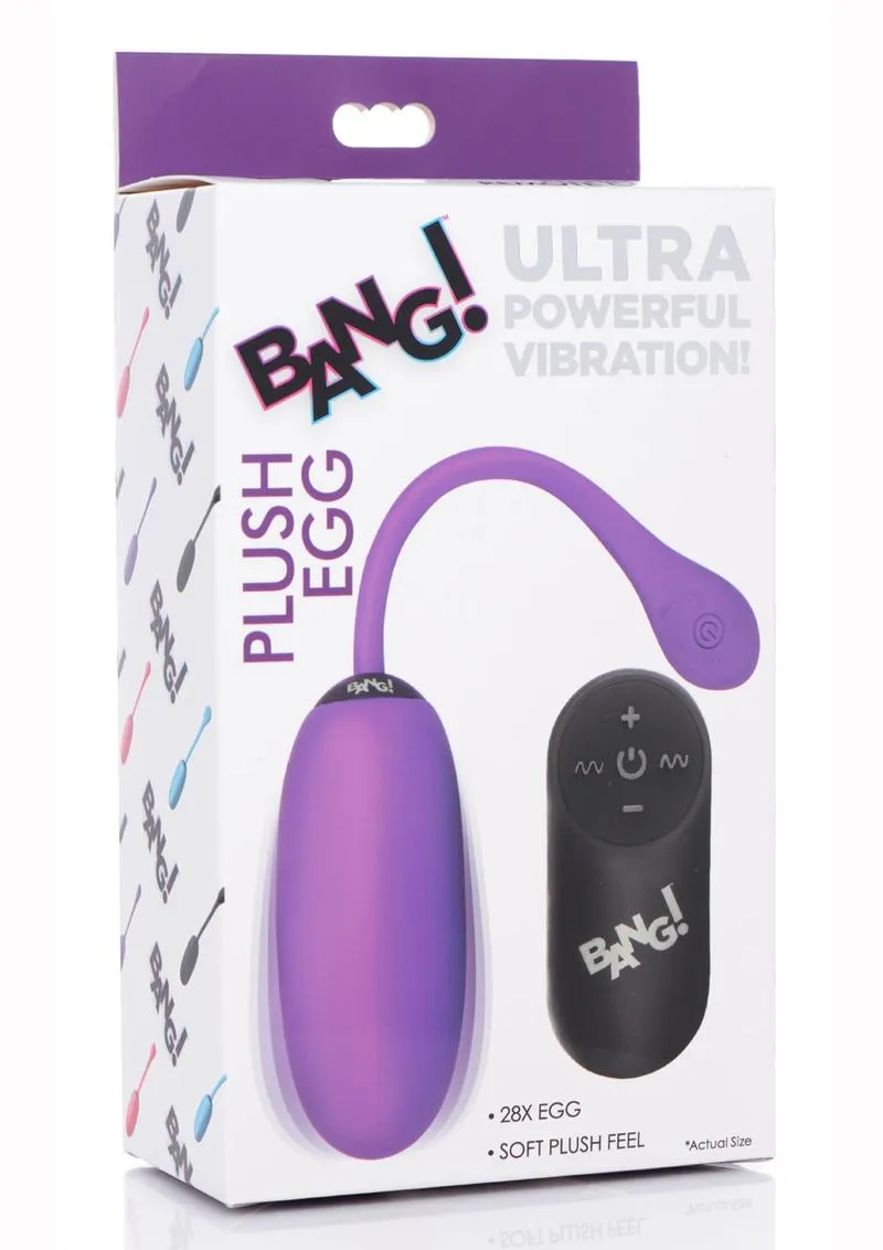 Bang! 28x Plush Silicone Rechargeable Egg with Remote Control