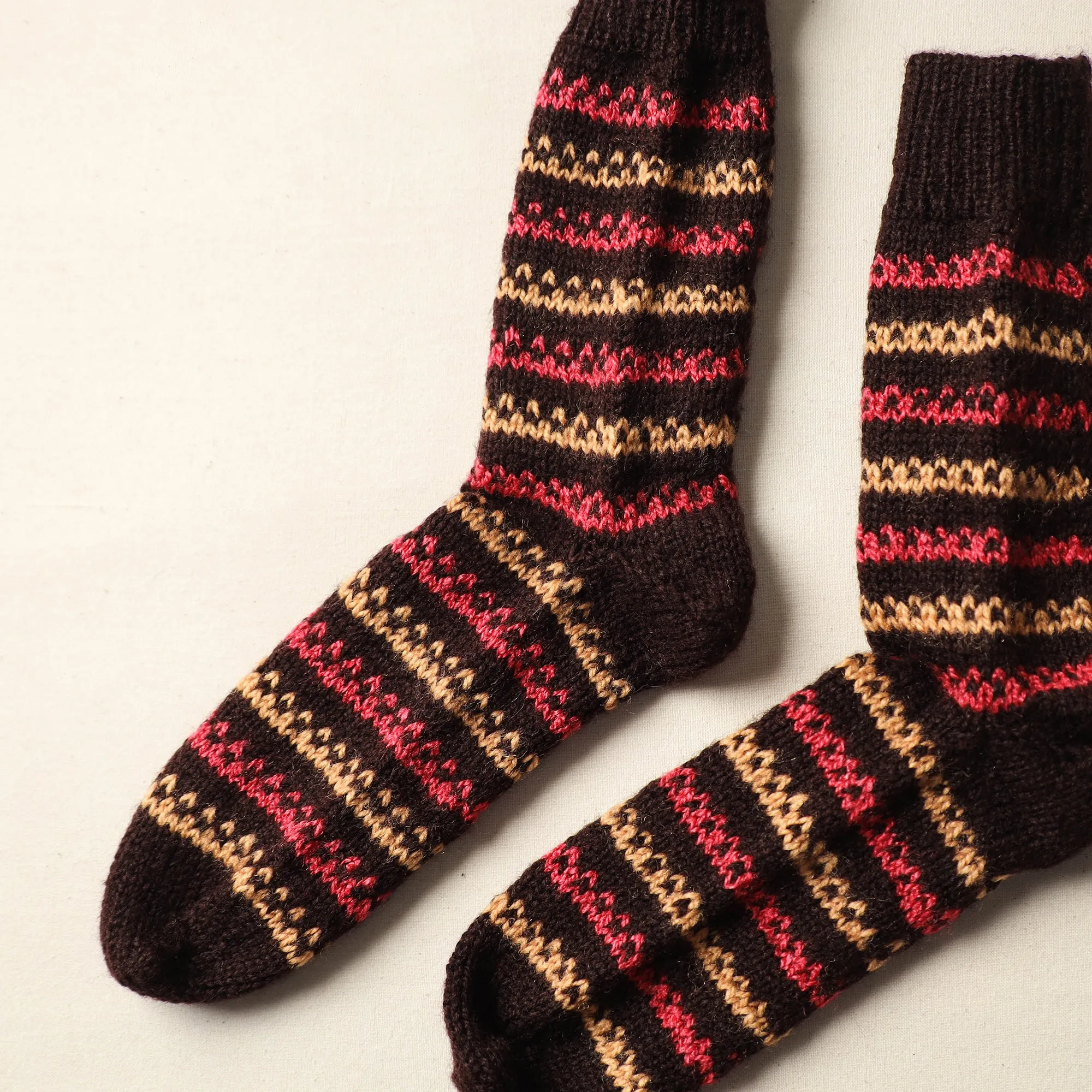 Black - Kumaun Hand Knitted Woolen Socks (Adult) 60