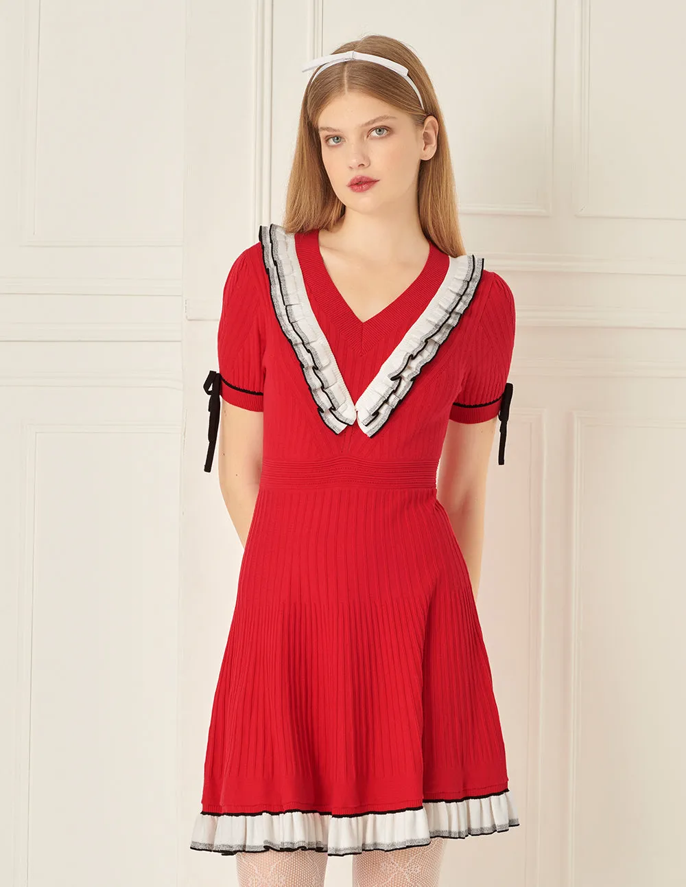 BORA AKSU Colour Block V-Neck Knitted Dress