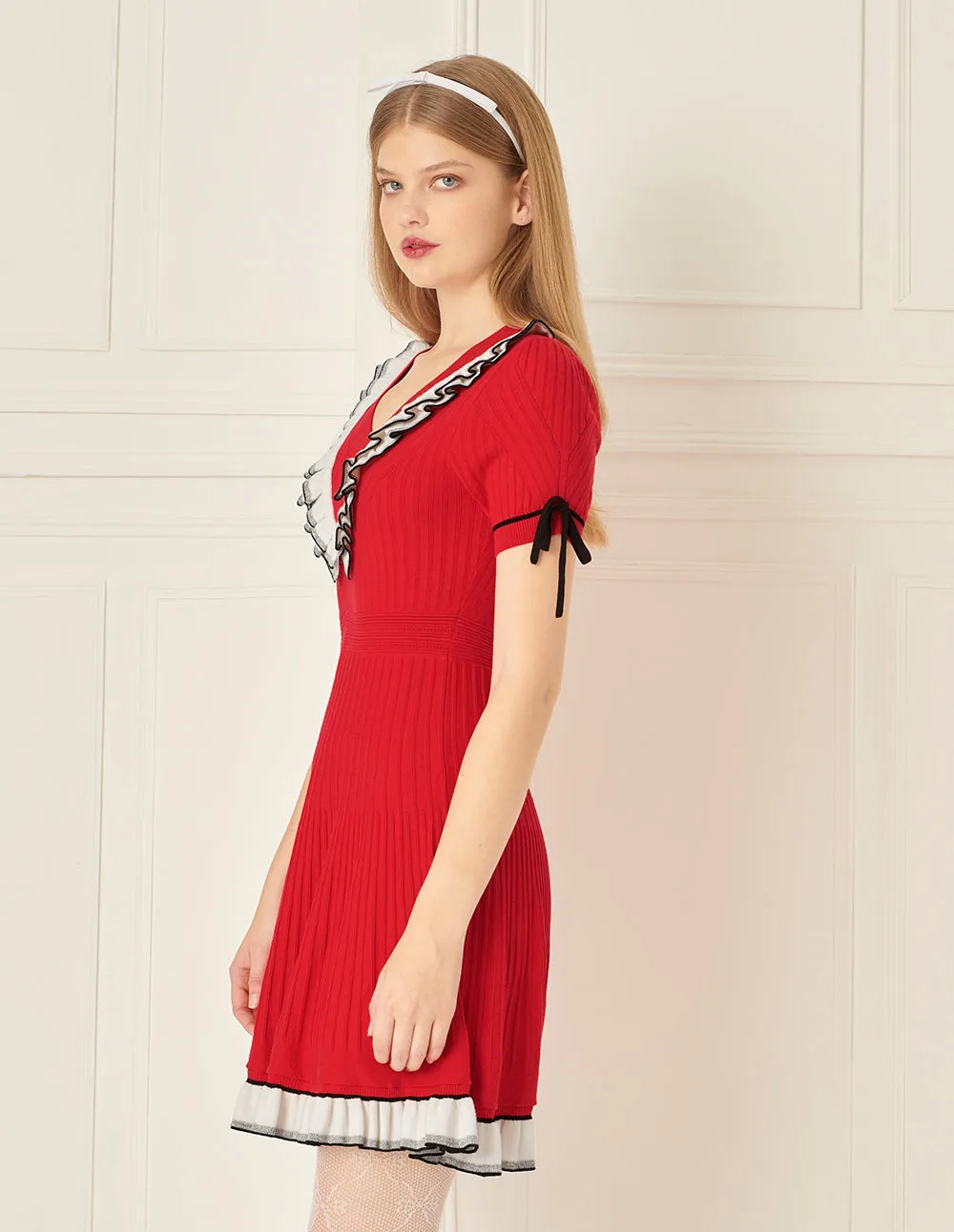 BORA AKSU Colour Block V-Neck Knitted Dress