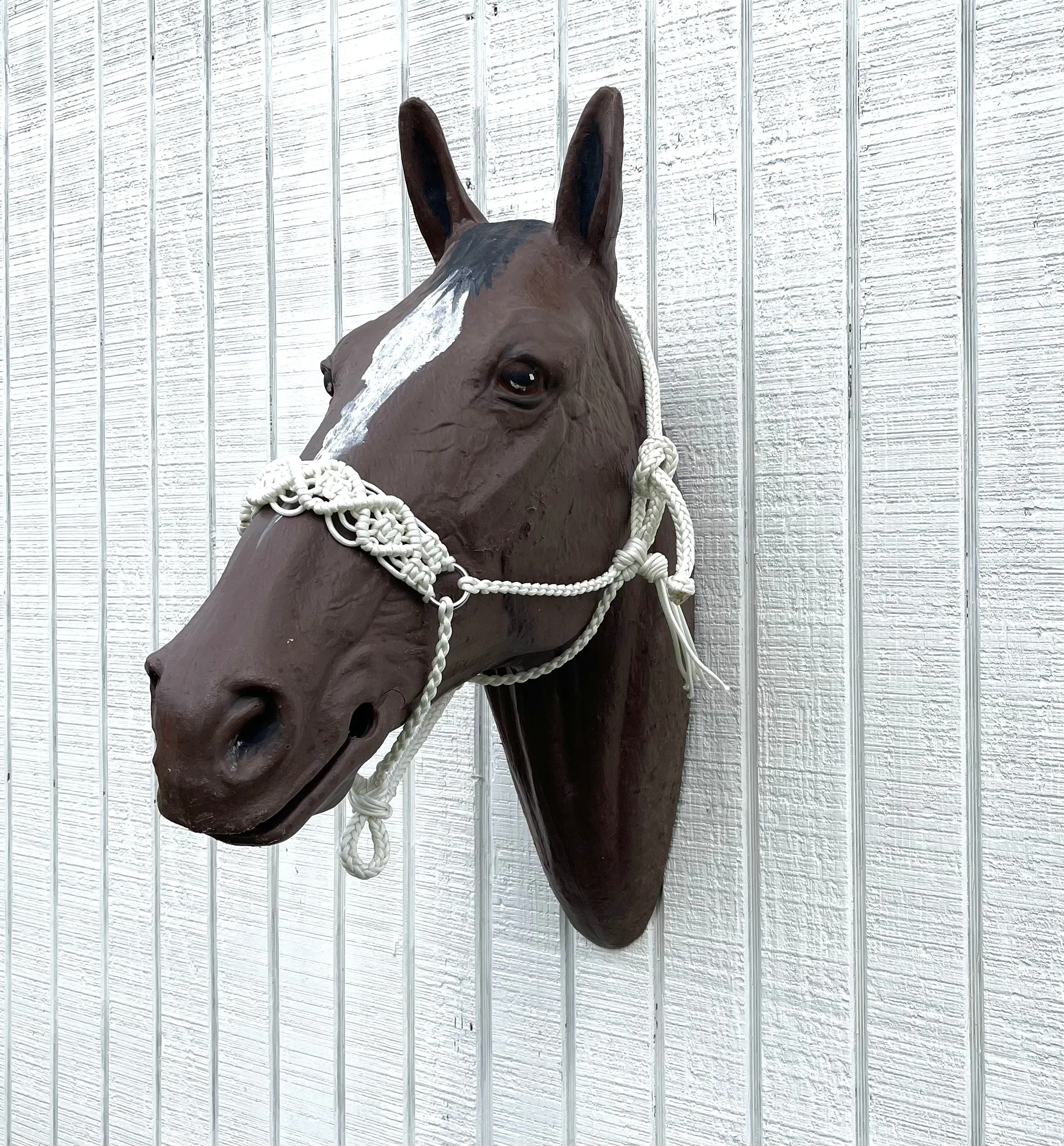 Braided horse halter white