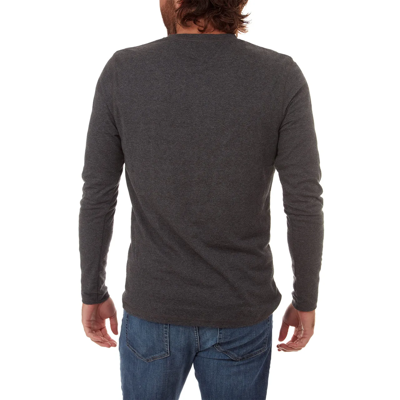 Charcoal Heather Long Sleeve Henley Tee