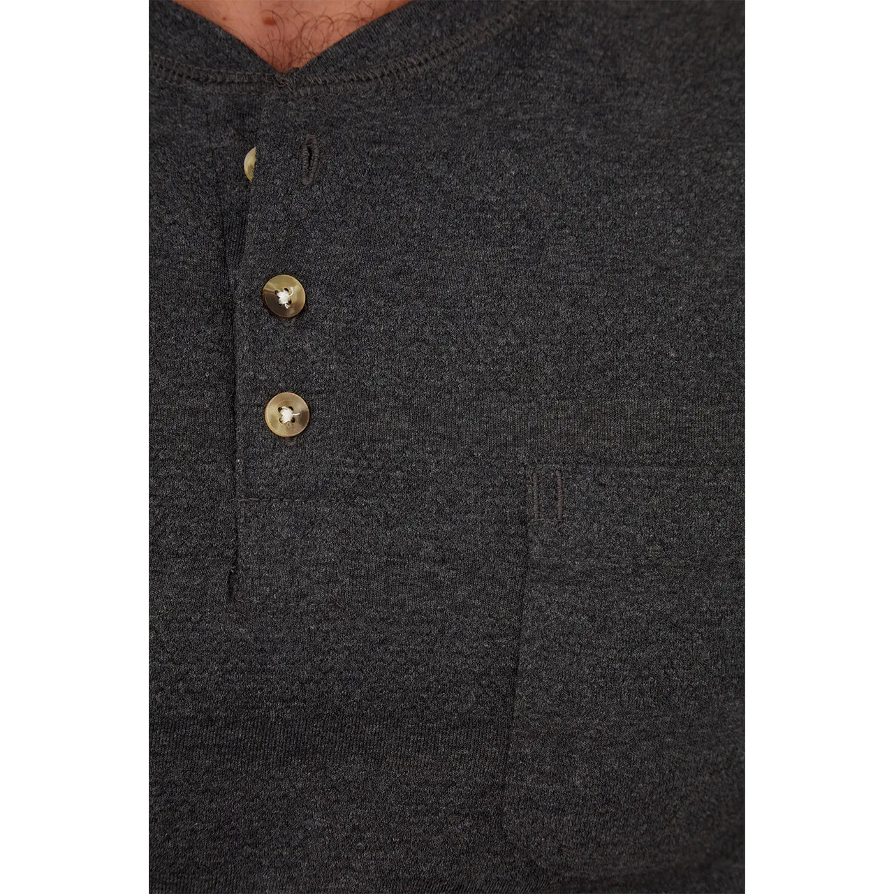 Charcoal Heather Long Sleeve Henley Tee