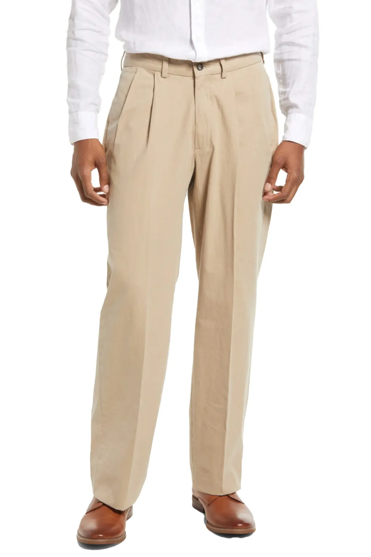 Charleston Khakis Washed Poplin, Pleated, Regular Rise, Khaki