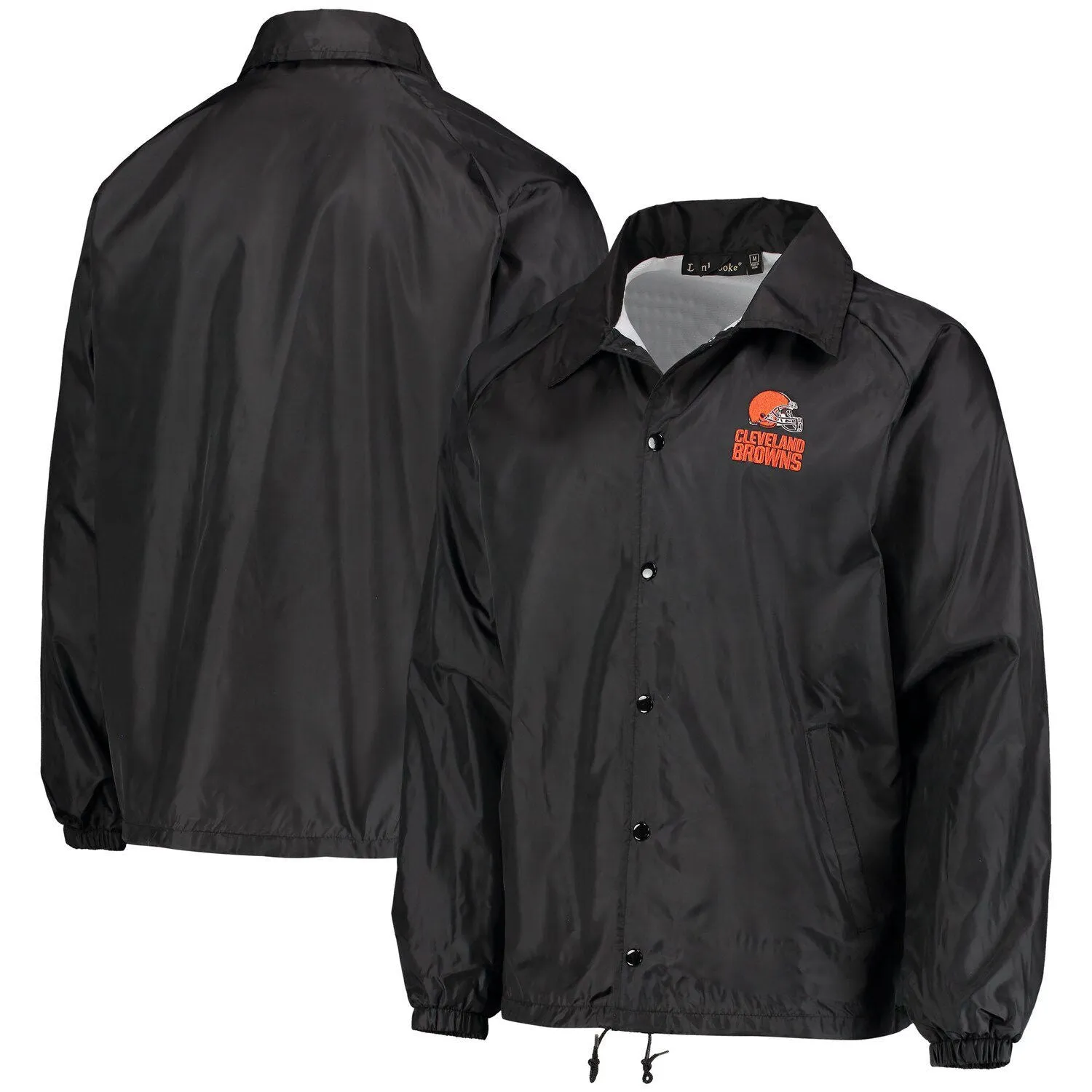 Cleveland Browns Coaches Men's Black Classic Raglan Windbreaker with Snap Closure