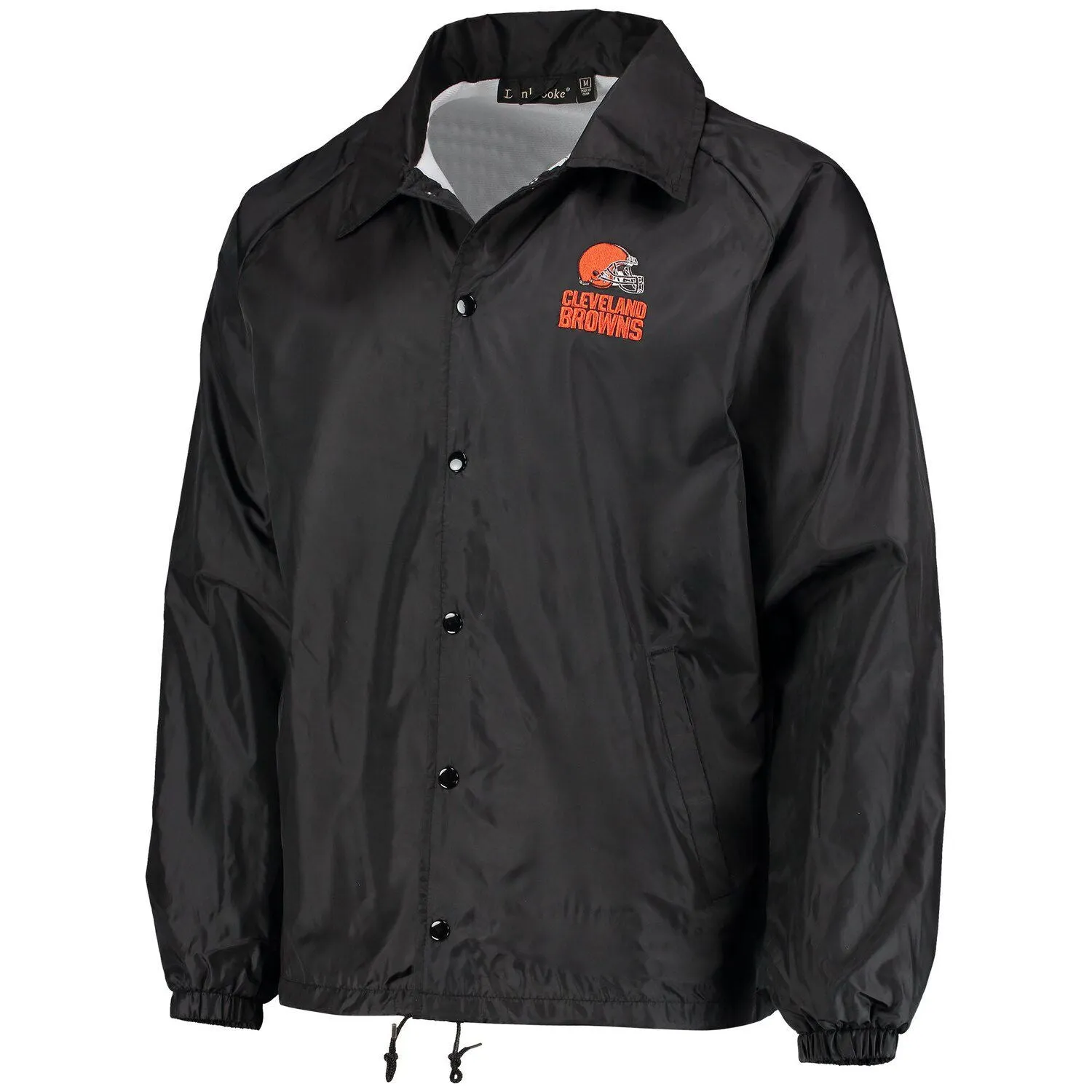 Cleveland Browns Coaches Men's Black Classic Raglan Windbreaker with Snap Closure