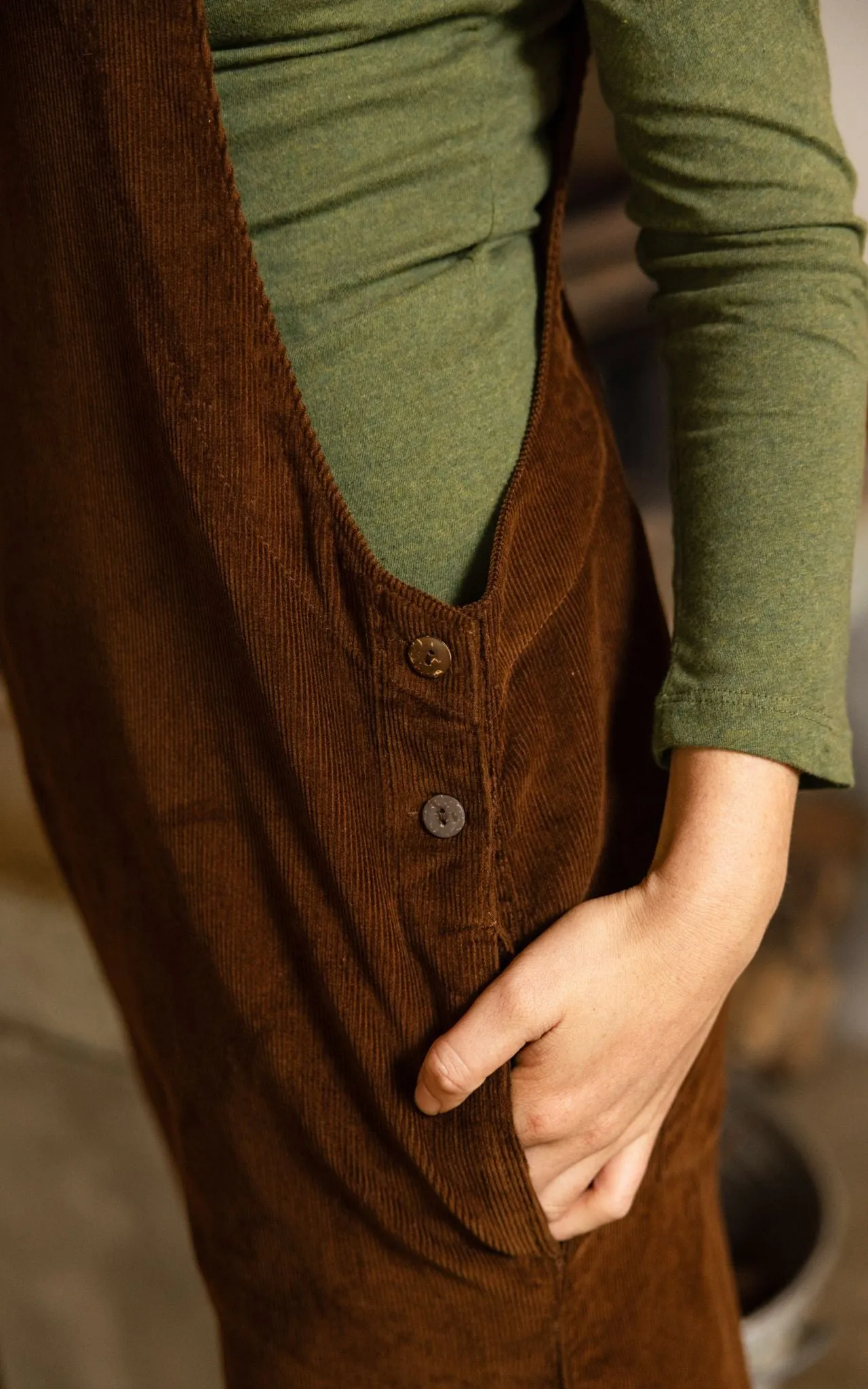 Corduroy Overalls - Walnut