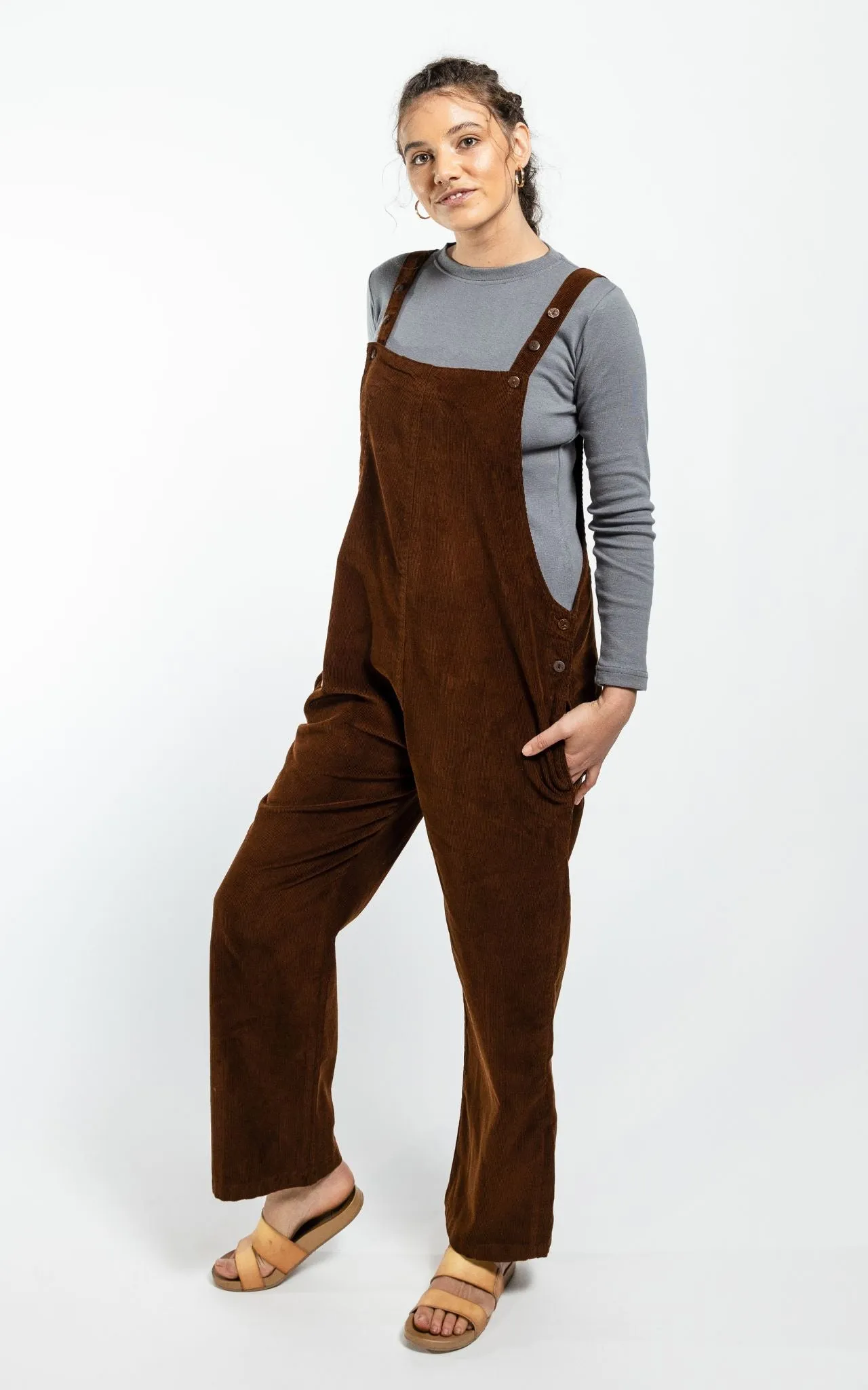 Corduroy Overalls - Walnut