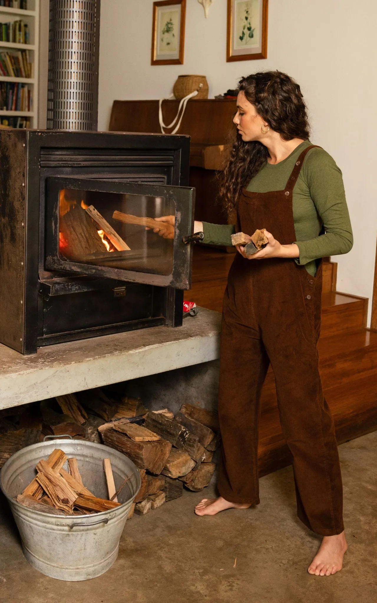 Corduroy Overalls - Walnut