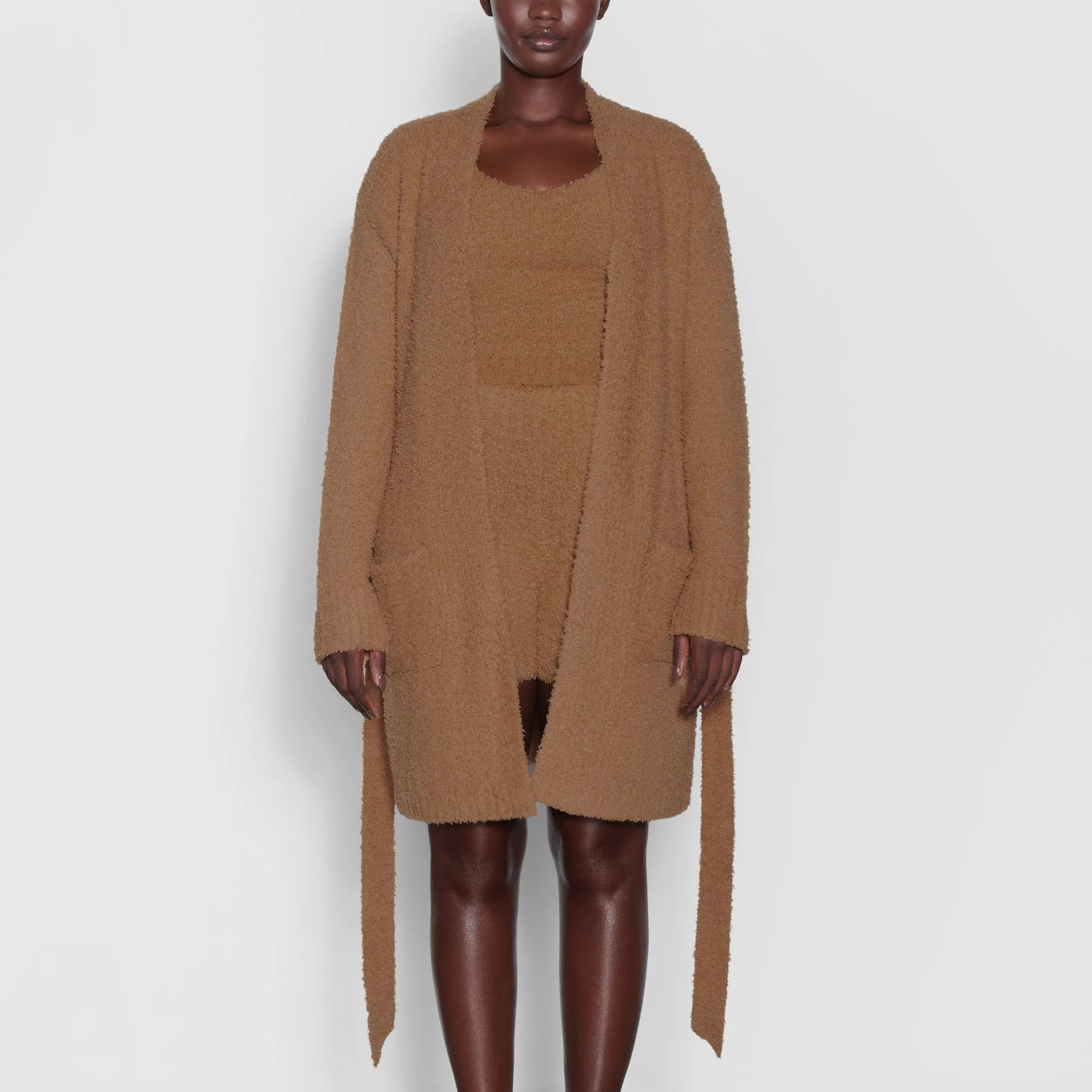 COZY KNIT SHORT ROBE | CAMEL