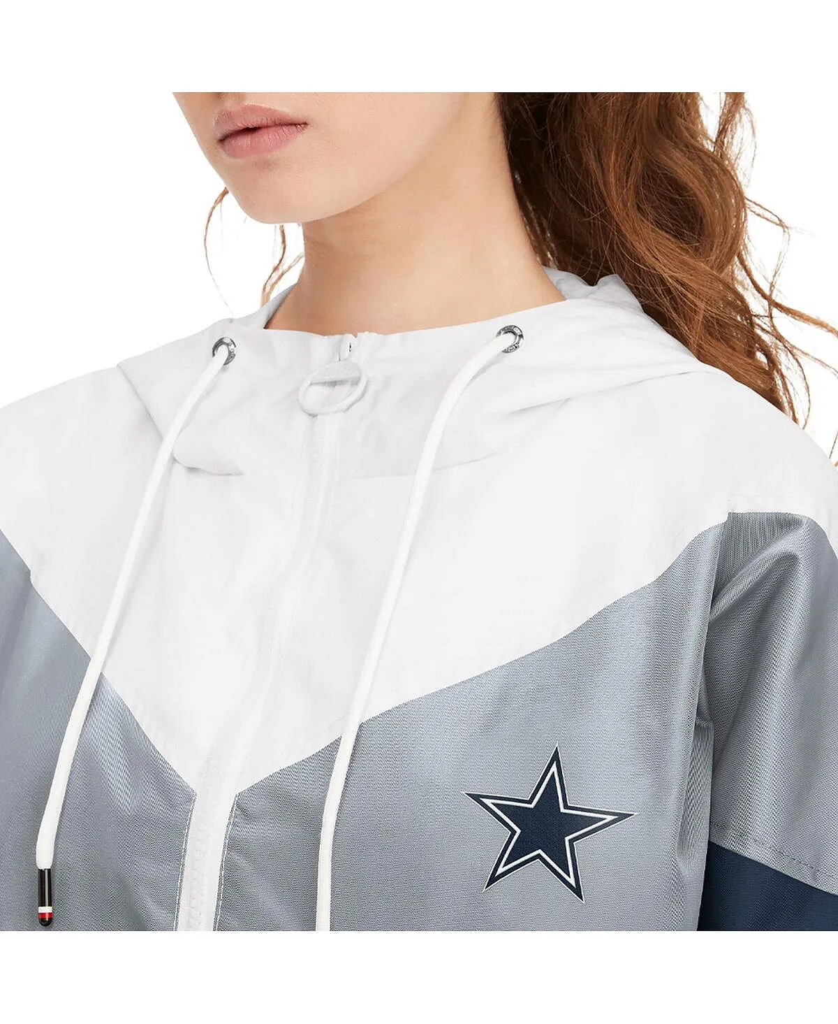 Dallas Cowboys Staci Tommy Hilfiger Women's Hooded Half-Zip Windbreaker