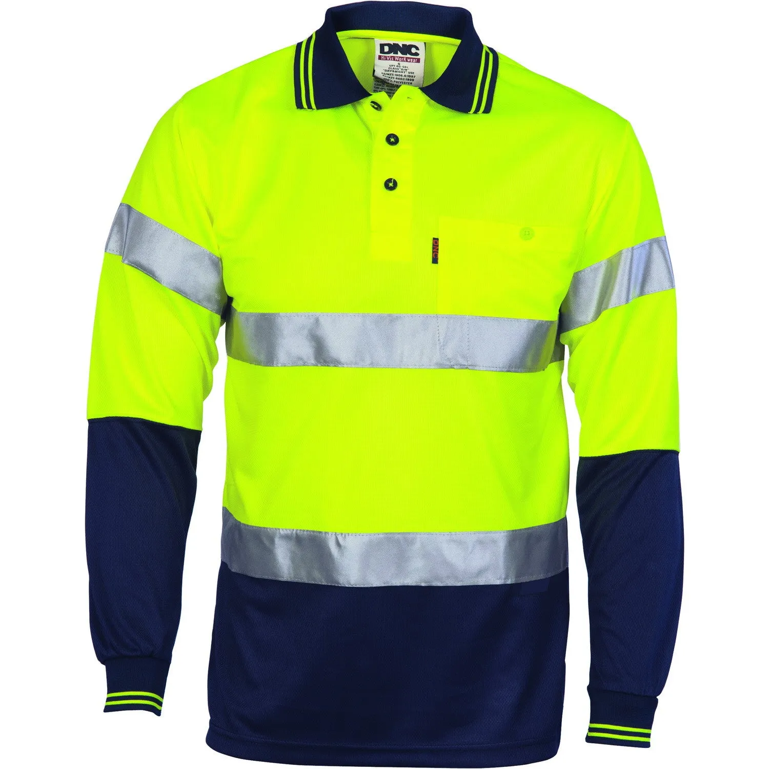 DNC Hi Vis D/N Cool Breathe Polo Shirt With CSR R/Tape Long Sleeve (3716)