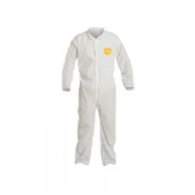 DuPont Medium White 12 mil ProShield Basic Chemical Protection Coveralls With Serged Seams, Front Zipper Closure, Collar, Open Wrists And Ankles And Elastic Waist