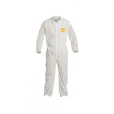 DuPont Medium White 12 mil ProShield Basic Chemical Protection Coveralls With Serged Seams, Front Zipper Closure, Collar, Open Wrists And Ankles And Elastic Waist