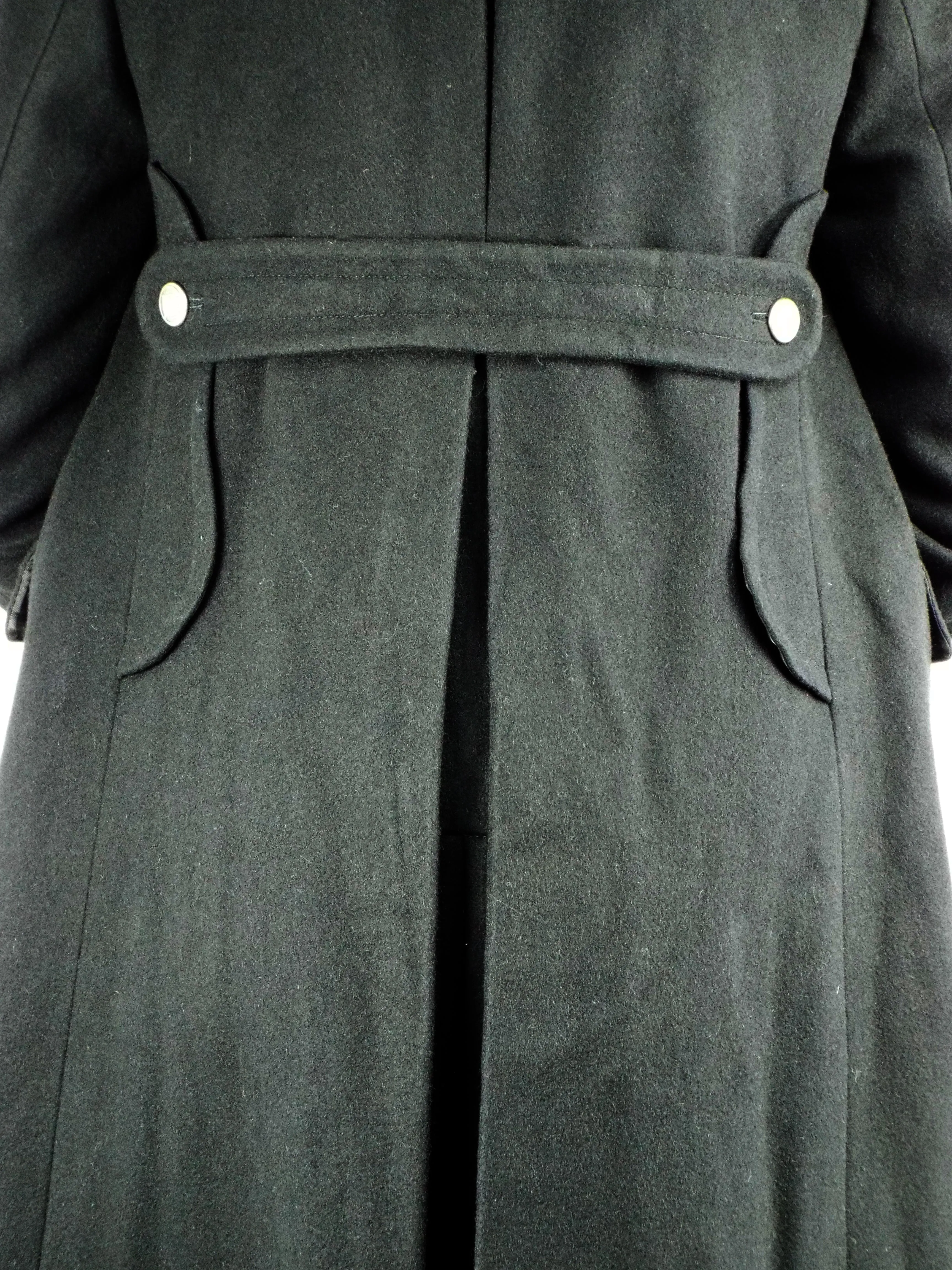 Dutch Navy Long Black Wool Peacoat