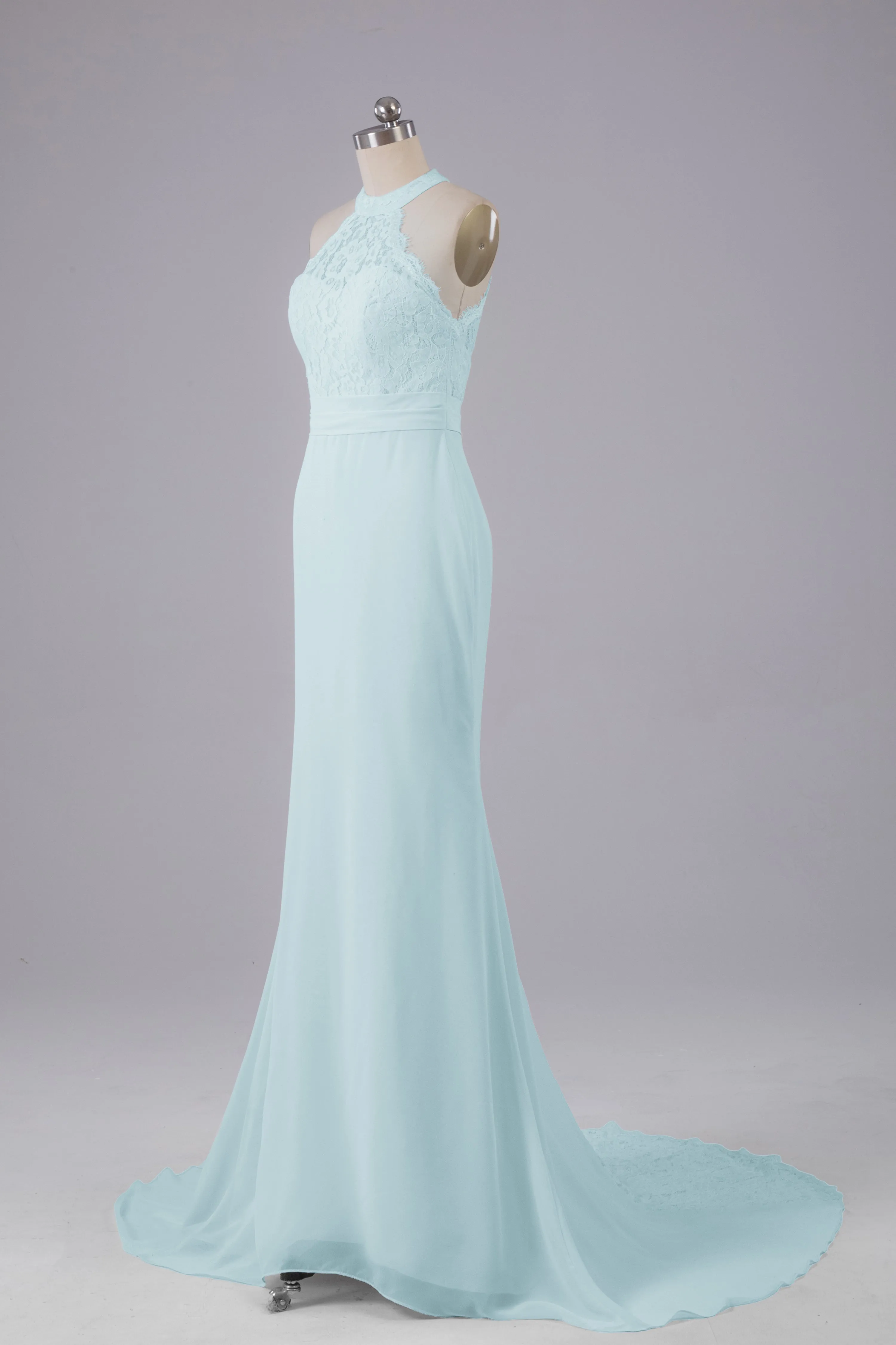 Elegant Halter Court Train Bridesmaid Dresses