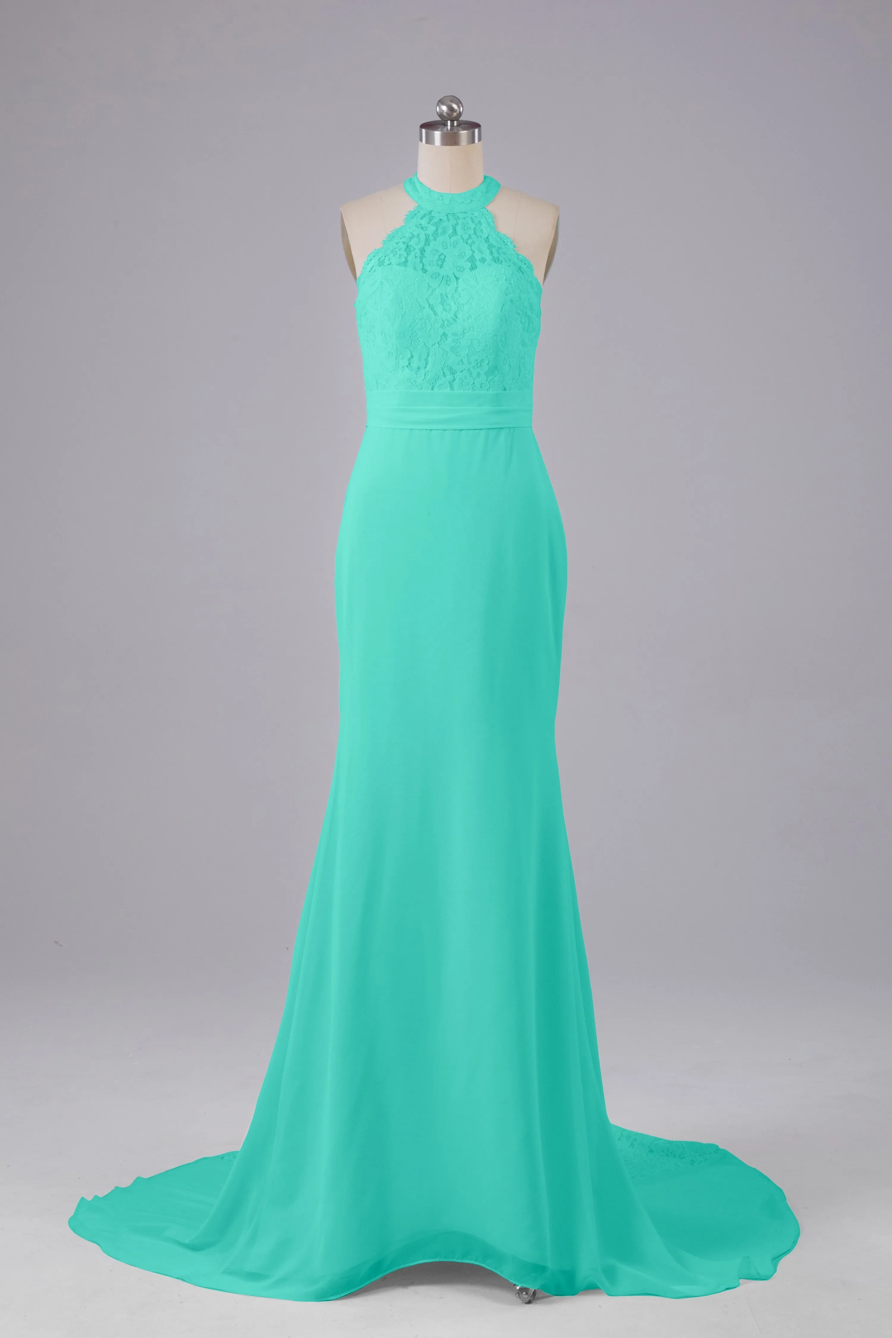 Elegant Halter Court Train Bridesmaid Dresses