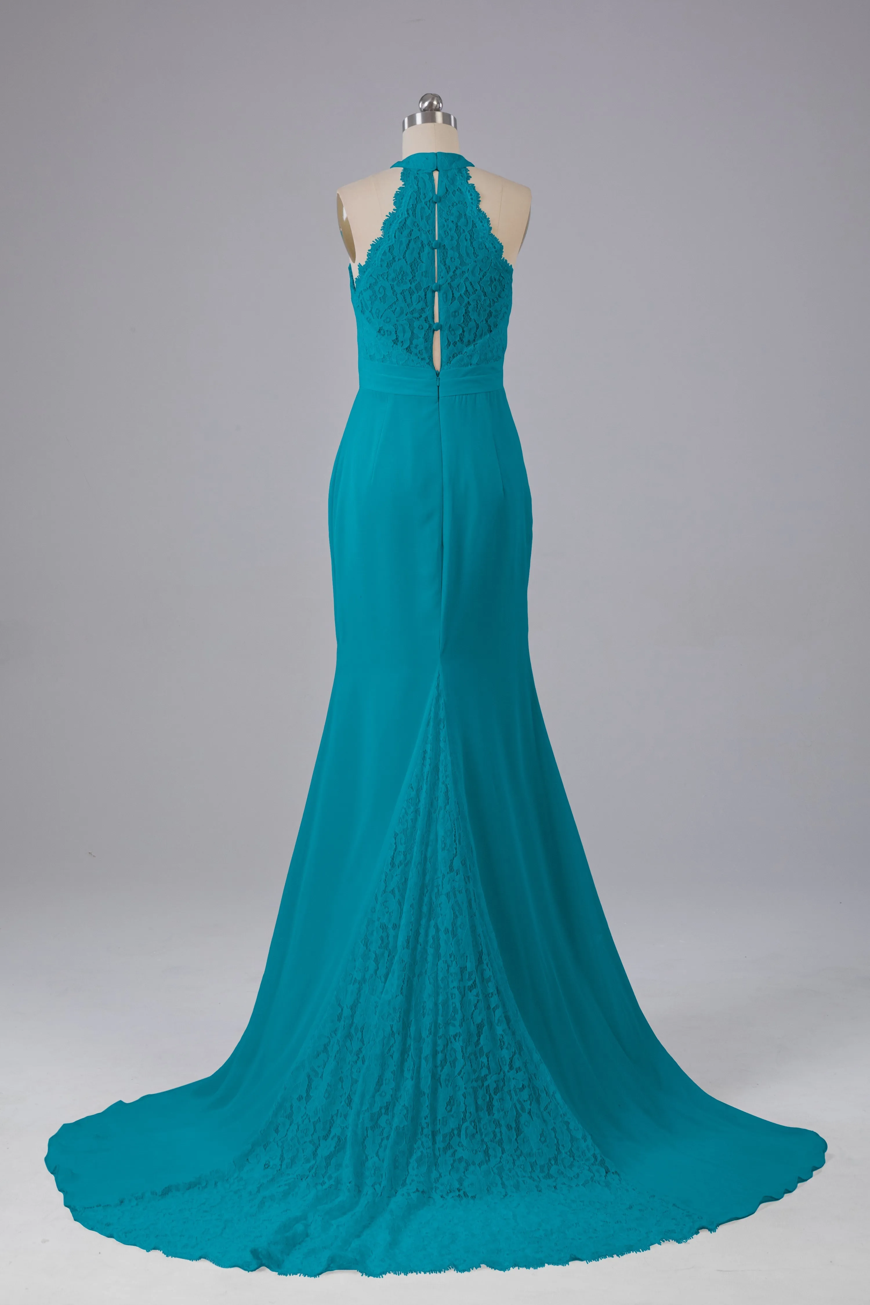 Elegant Halter Court Train Bridesmaid Dresses