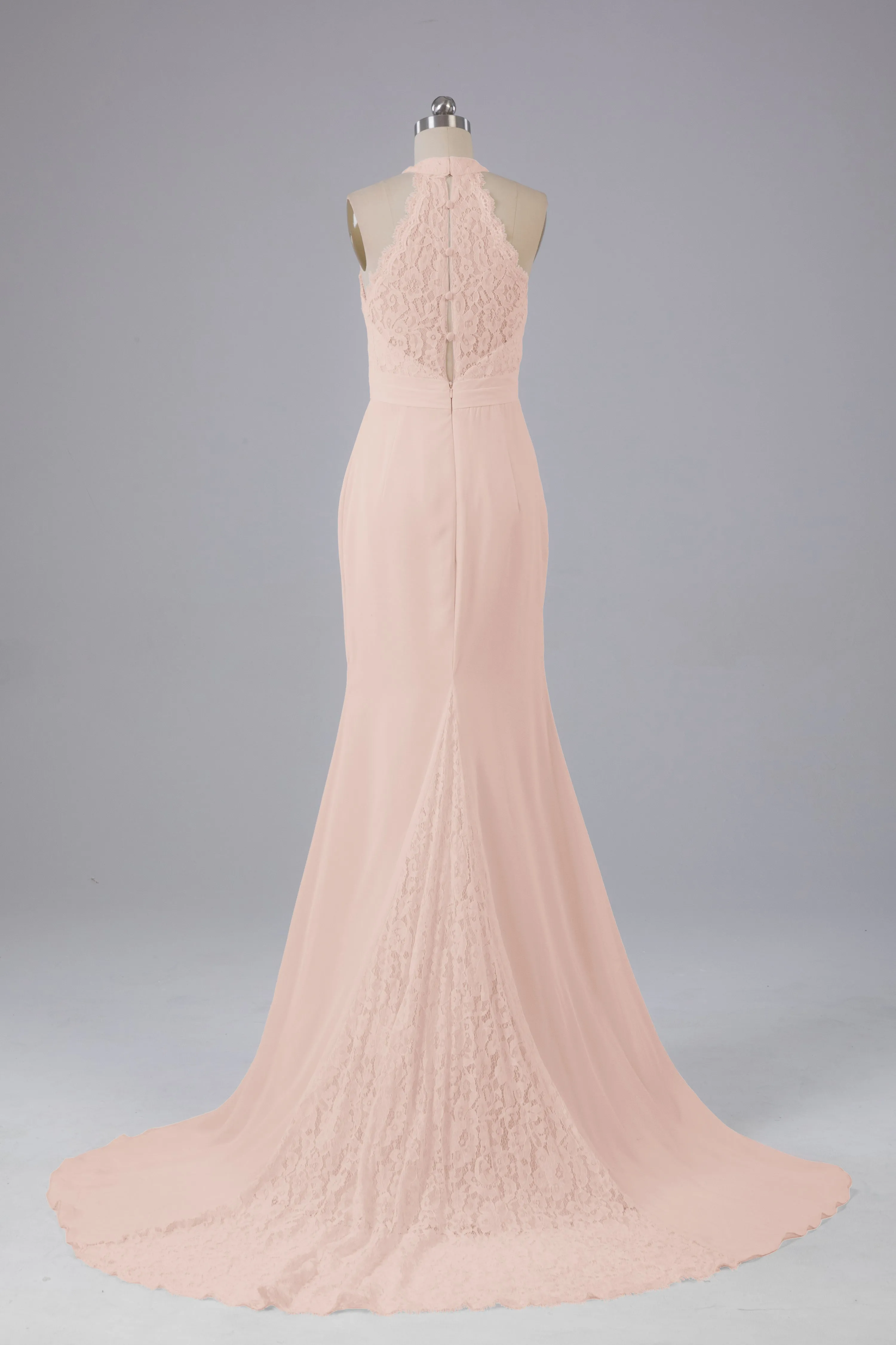 Elegant Halter Court Train Bridesmaid Dresses