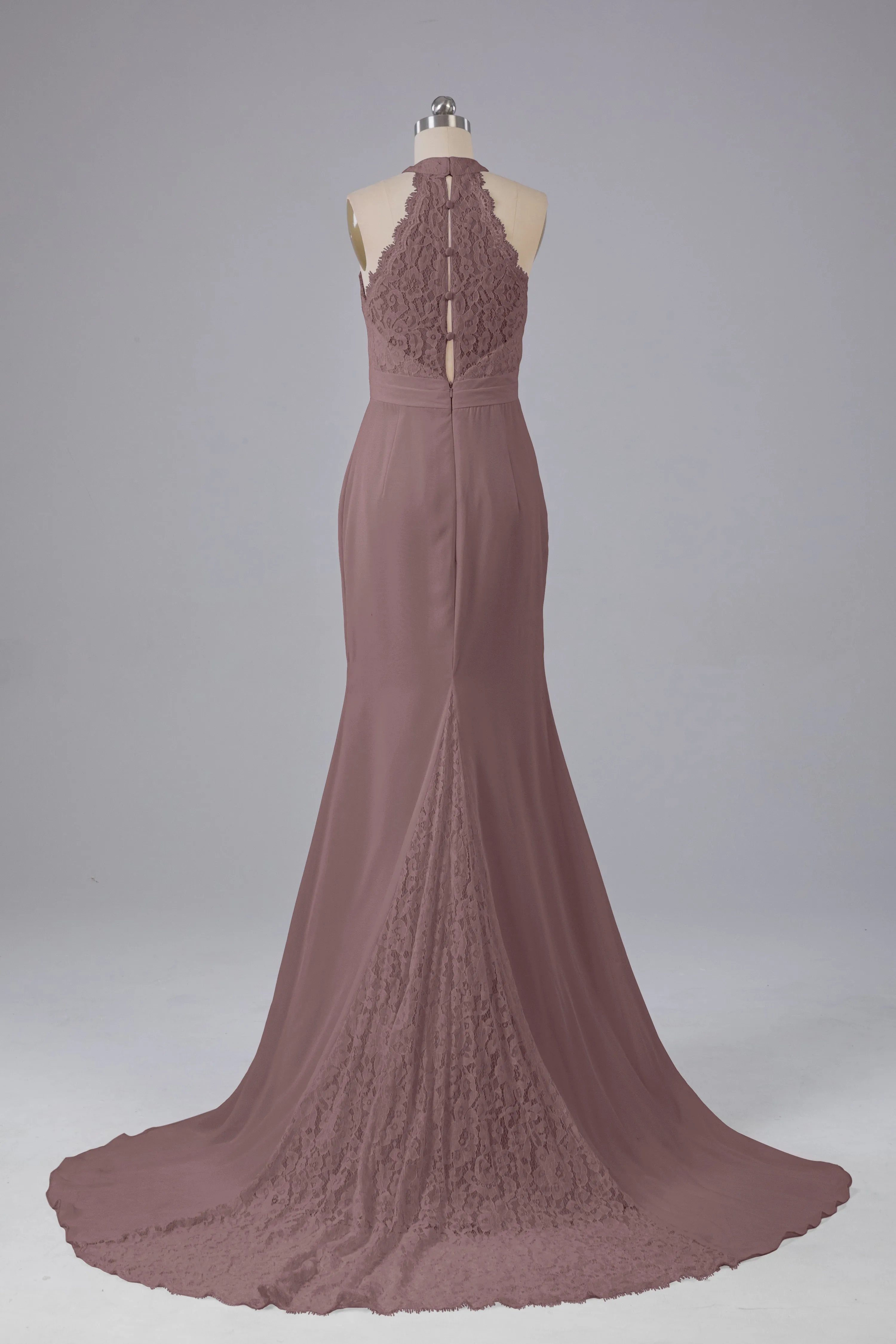 Elegant Halter Court Train Bridesmaid Dresses