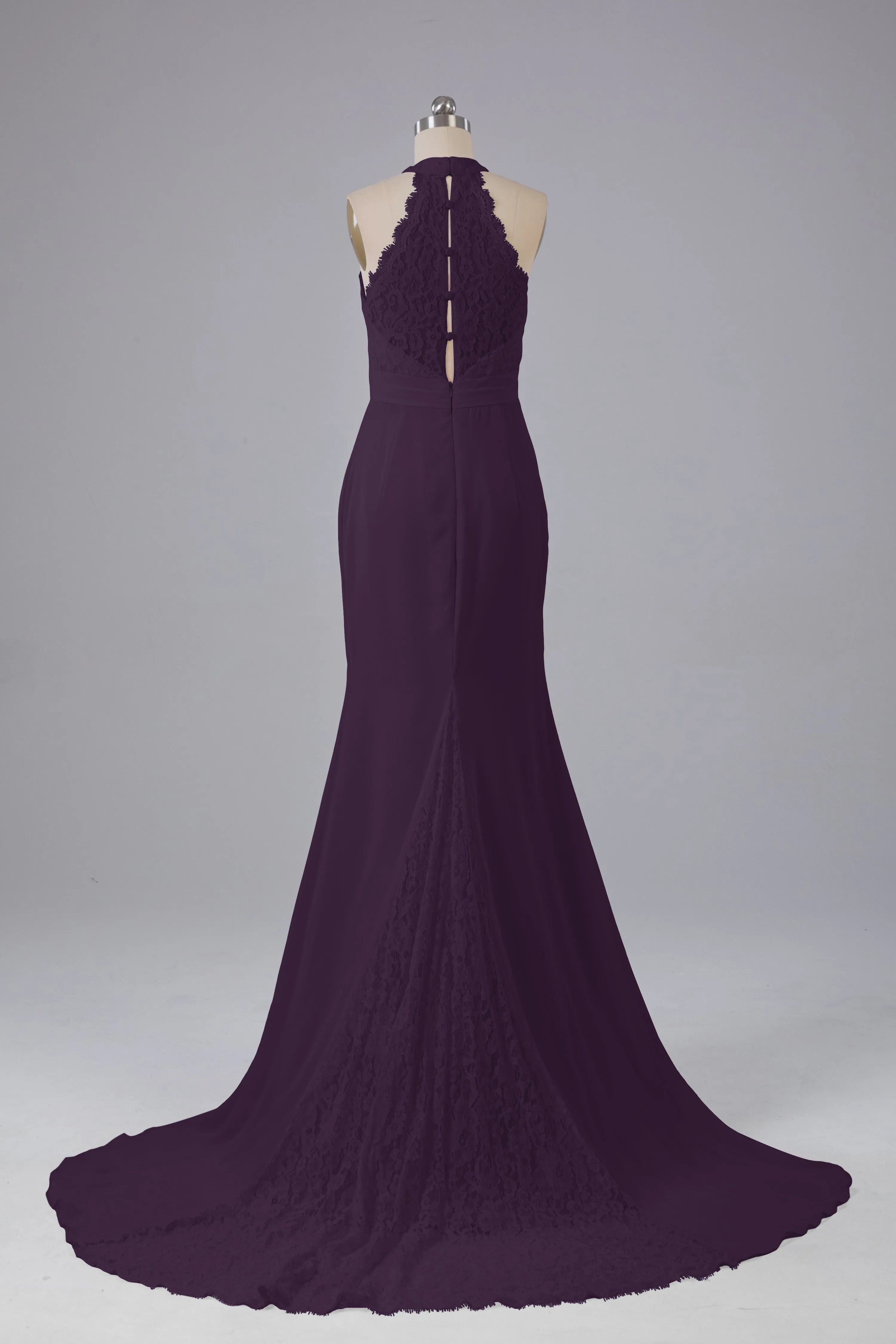 Elegant Halter Court Train Bridesmaid Dresses