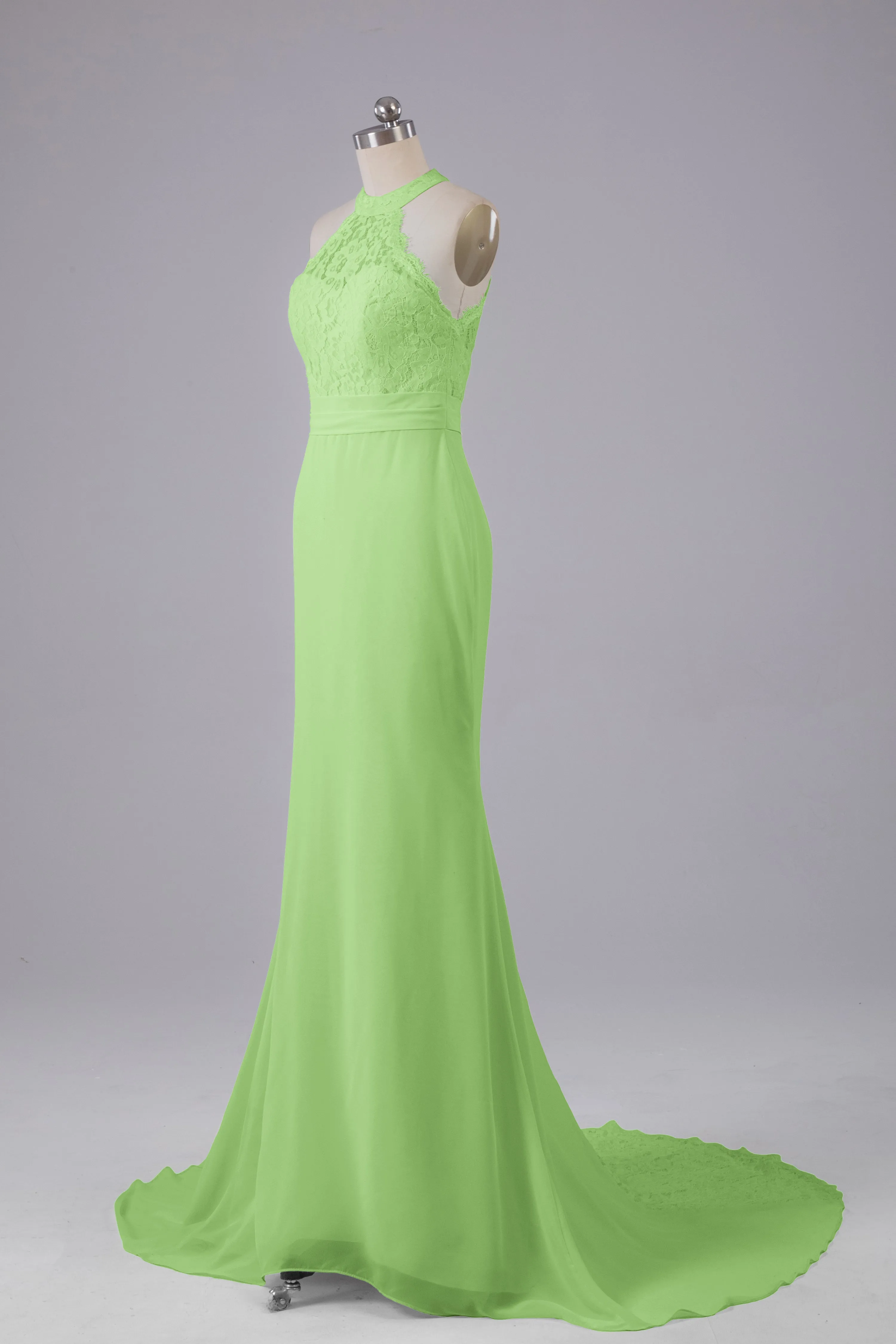 Elegant Halter Court Train Bridesmaid Dresses