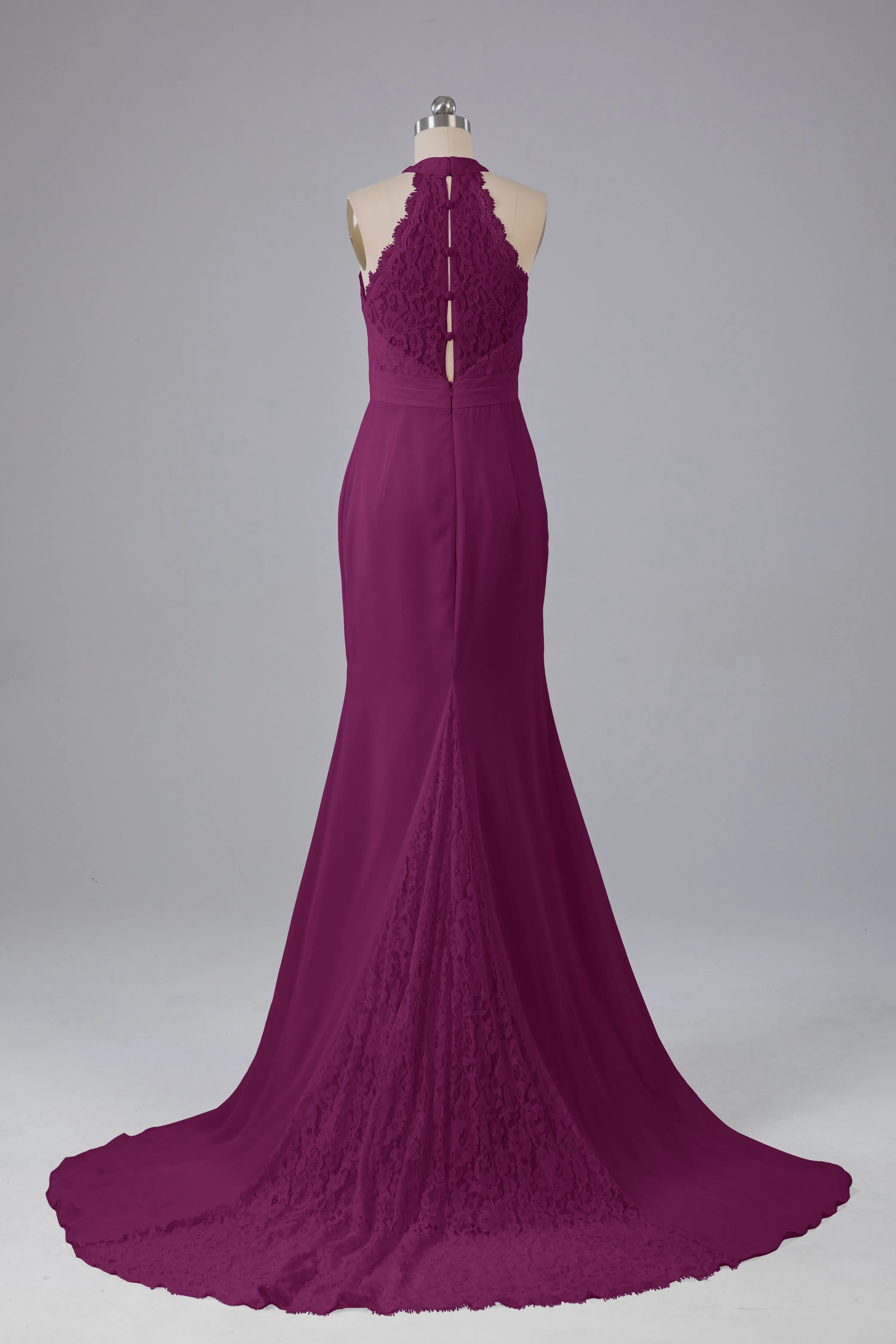 Elegant Halter Court Train Bridesmaid Dresses