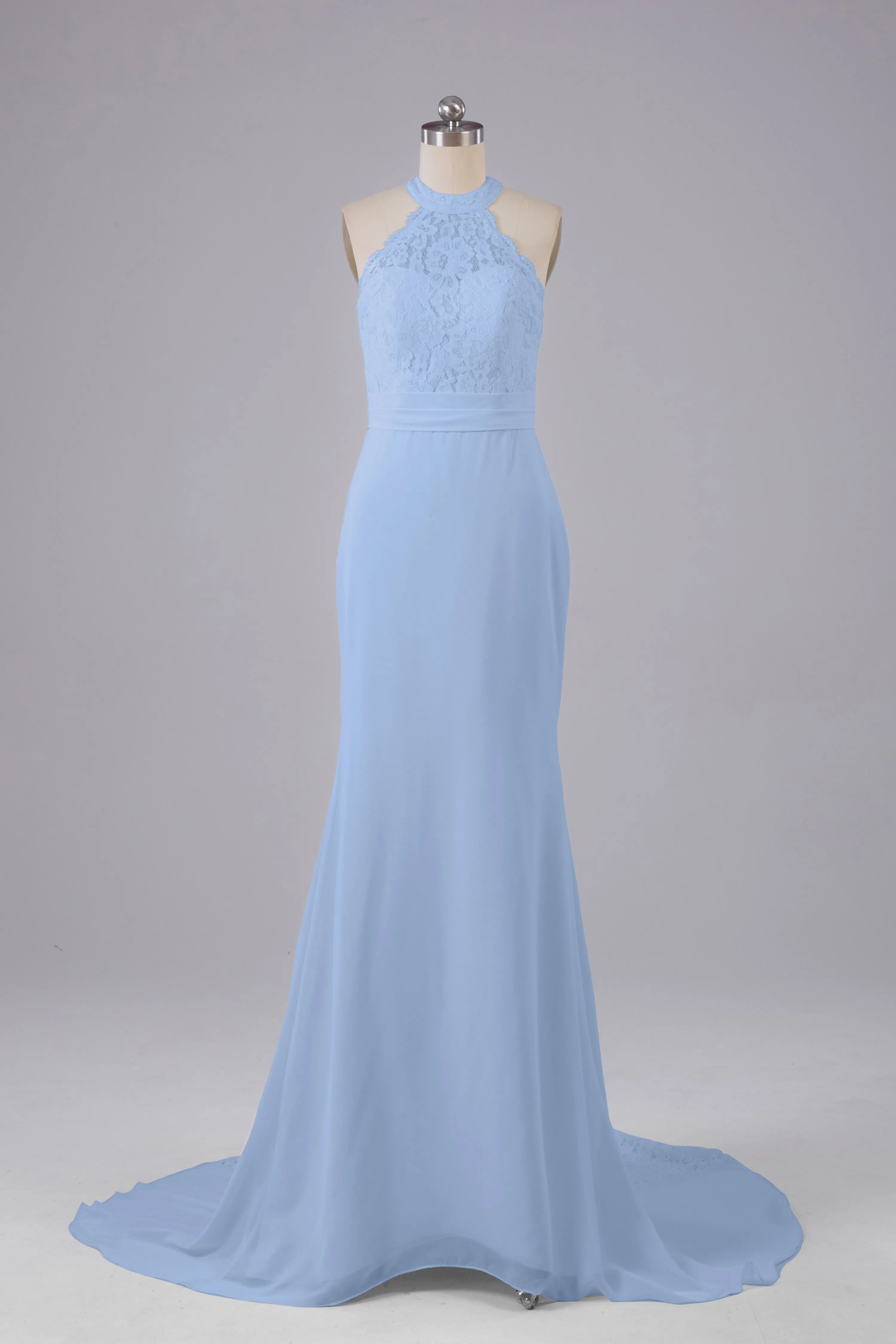 Elegant Halter Court Train Bridesmaid Dresses