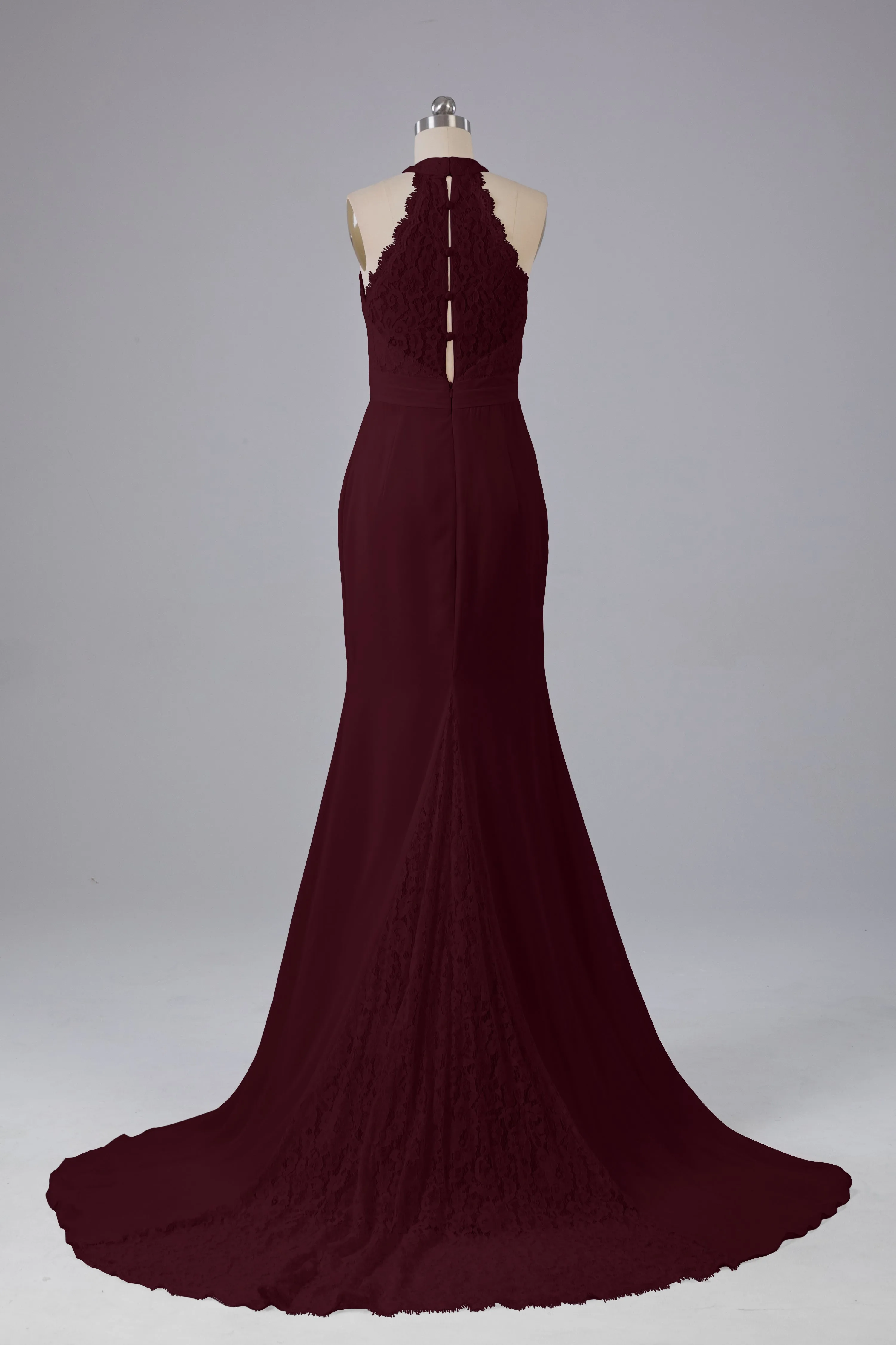 Elegant Halter Court Train Bridesmaid Dresses